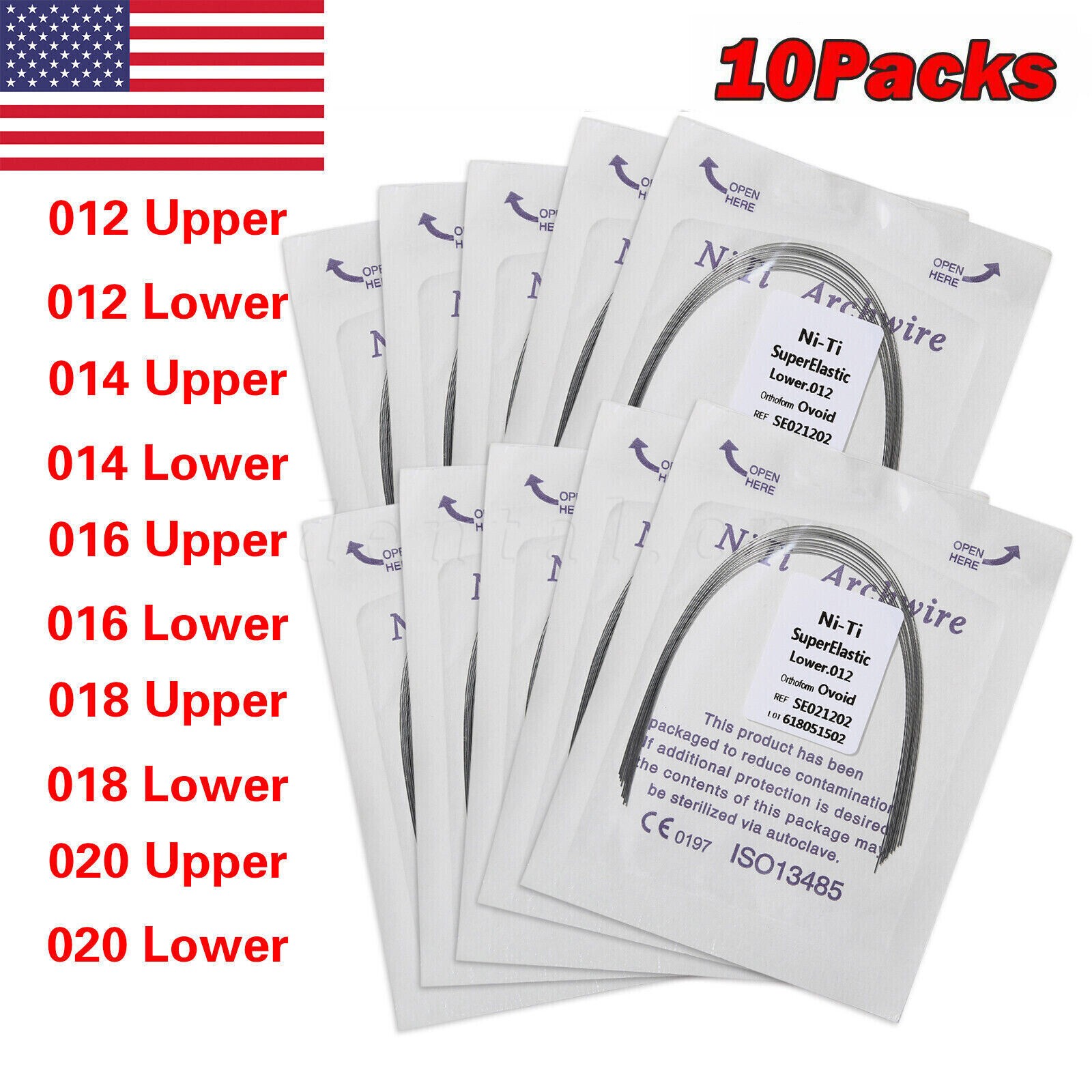 10 Packs Arcos de Dental Ortodoncia Redondos Niti Arco de Alambre Su Arch 100PCS