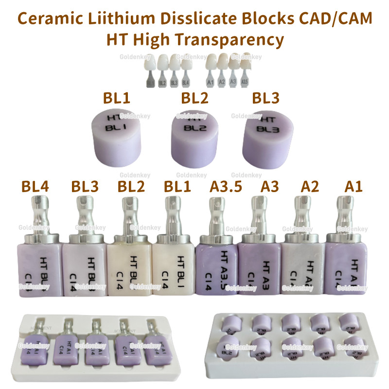 High Transparency Dental Glass Ceramic Liithium Disslicate Blocks C14 CAD