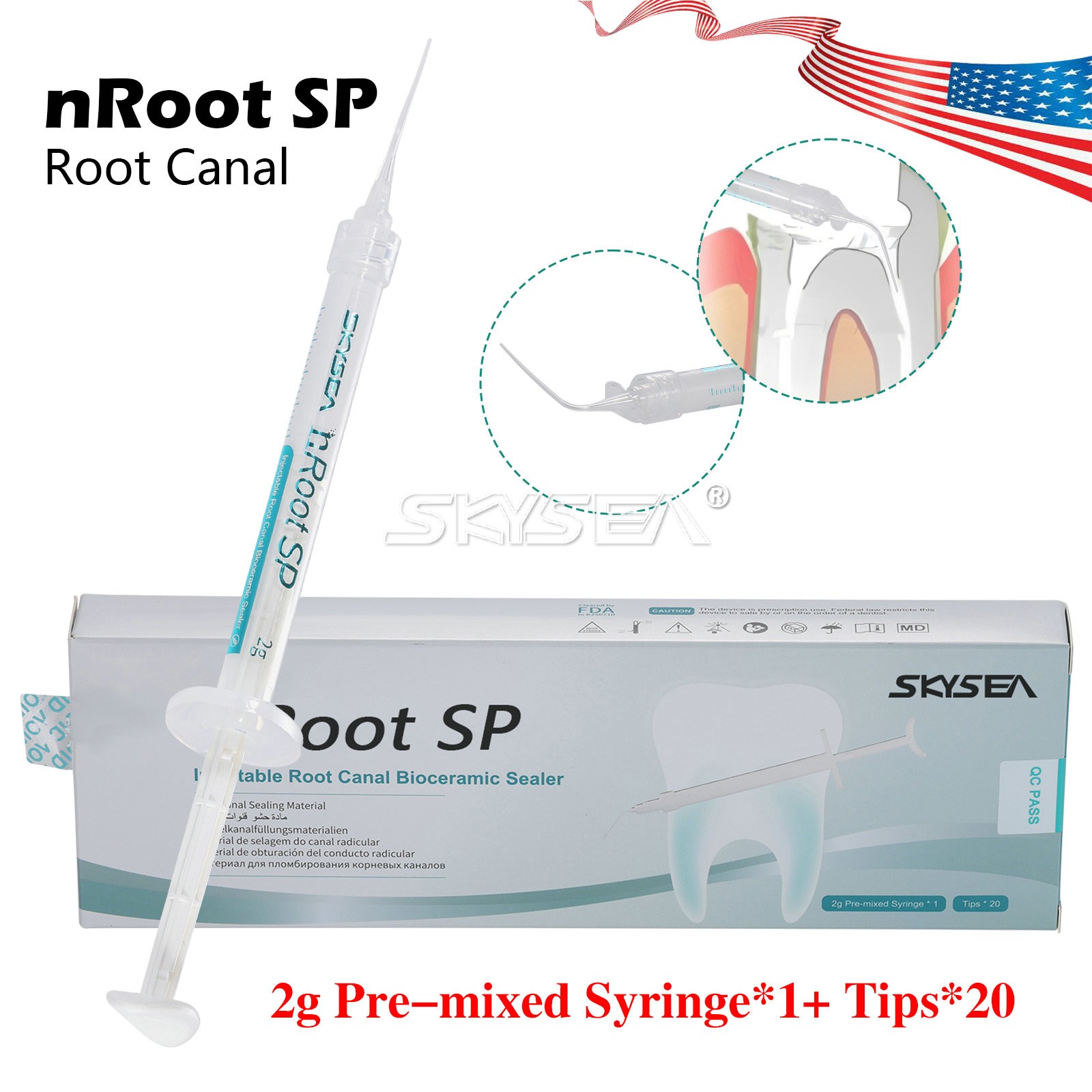 Dental nRoot canal bioceramic sealer Endo Filling Cement SP 2g Syringe + 20 Tips