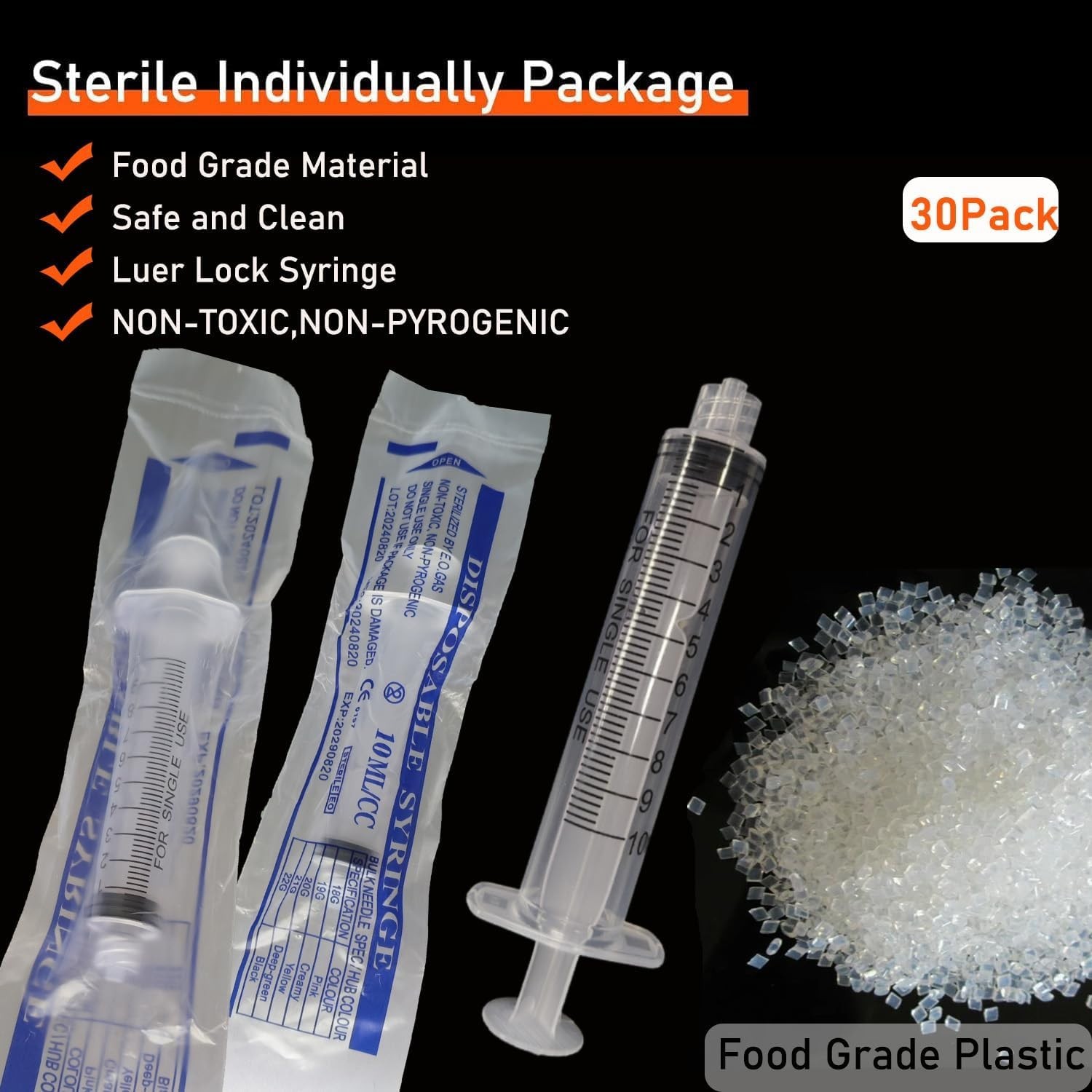 10x 3mL Plastic Syringe Luer Lock Screw Tip End Liquid Animal Fee