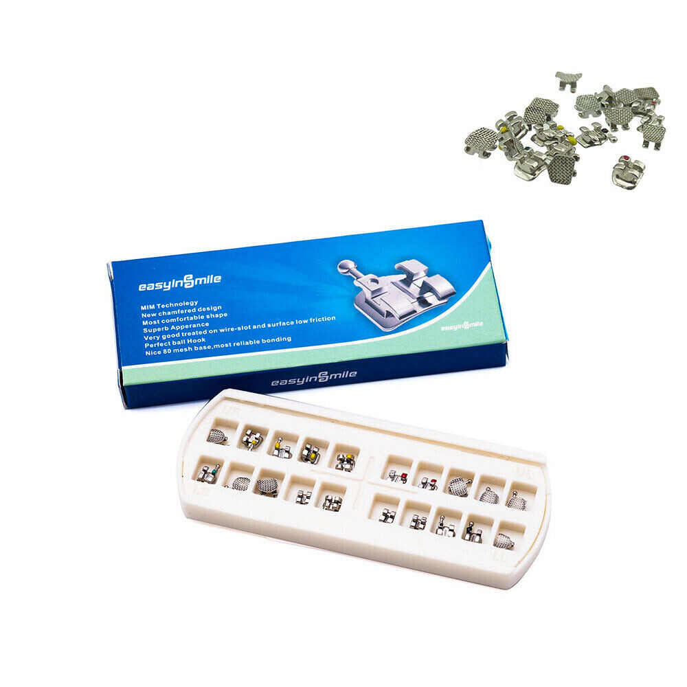 50Pack Dental Orthodontic Metal Brackets Braces Mini MIM Roth/MBT 022 3/345Hooks