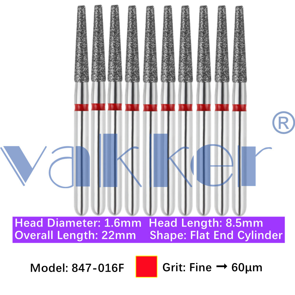 Vakker 10pc Diamond Bur Modified Flat End Taper Handpiece Bur Fine Medium Coarse