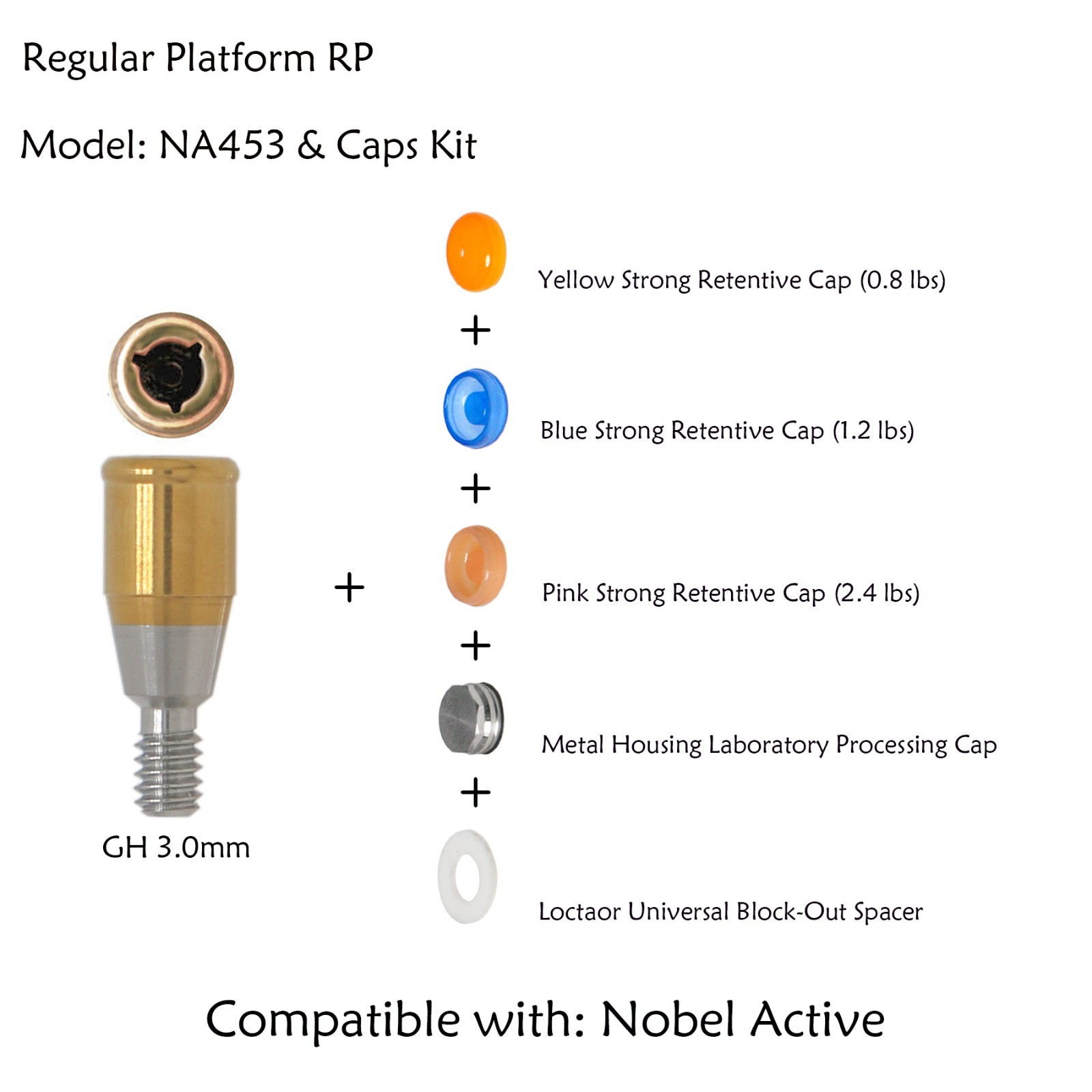 Locator Abutment for Nobel Active Biocare Conical Connection NP/RP 1-5mm Height