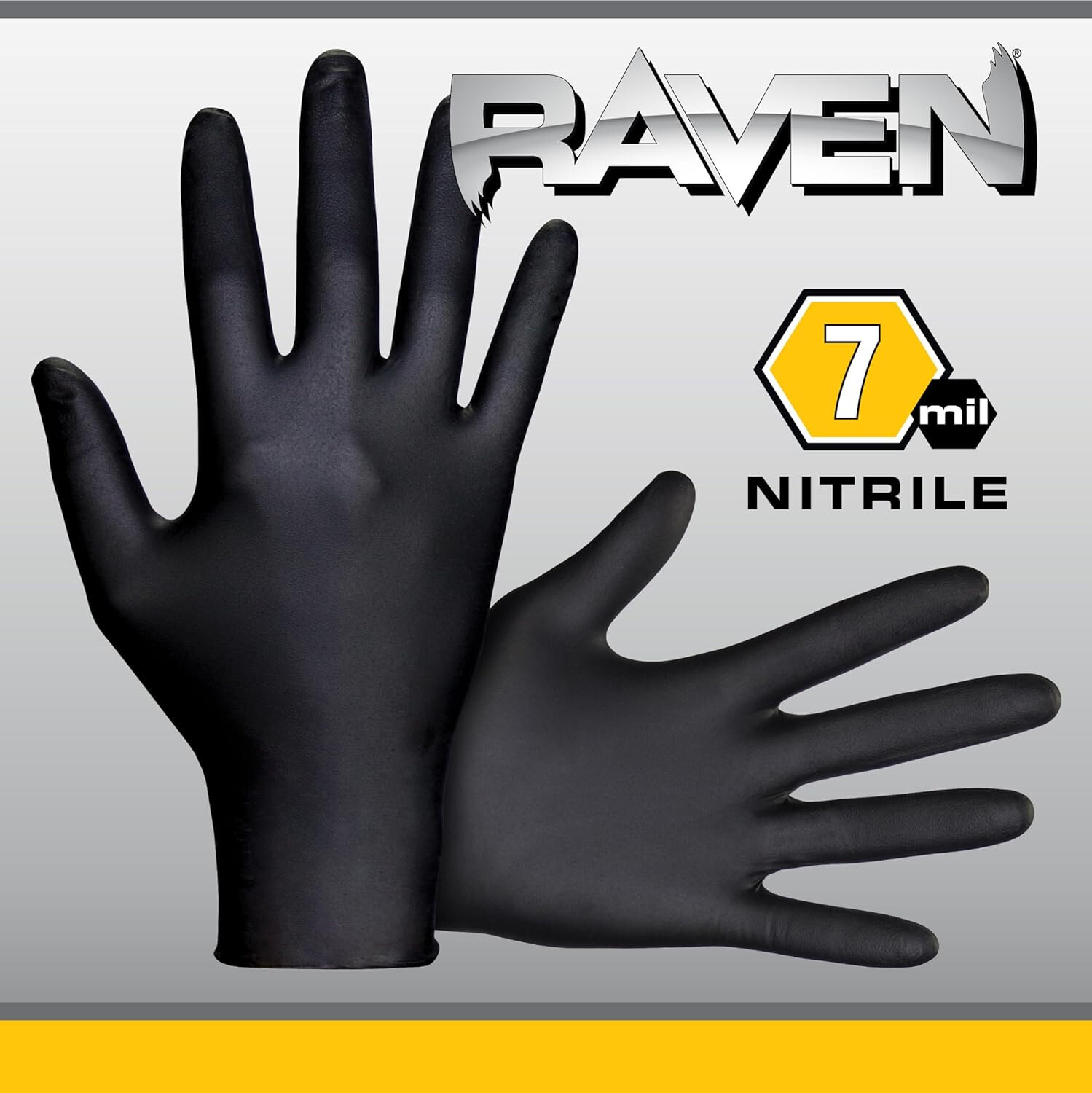 SAS Raven Black Nitrile Gloves Powder Free New 7mil Version (100 Gloves Per Box)