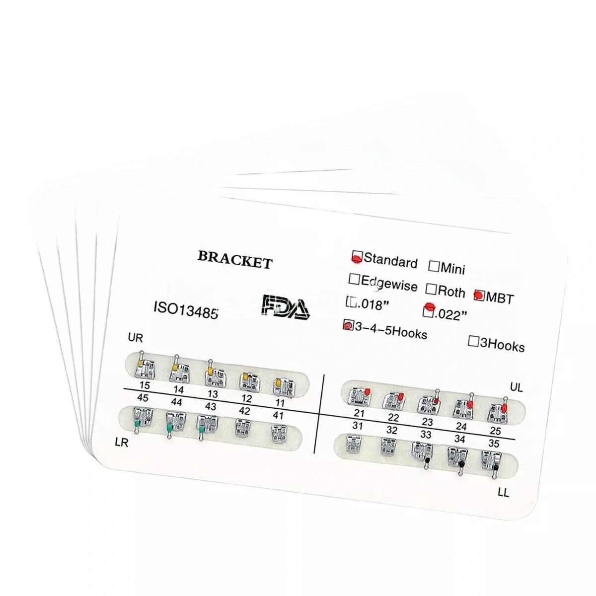 Dental Orthodontic Brackets Braces Mini Standard Roth MBT.022/.018 Hooks 3/3-4-5