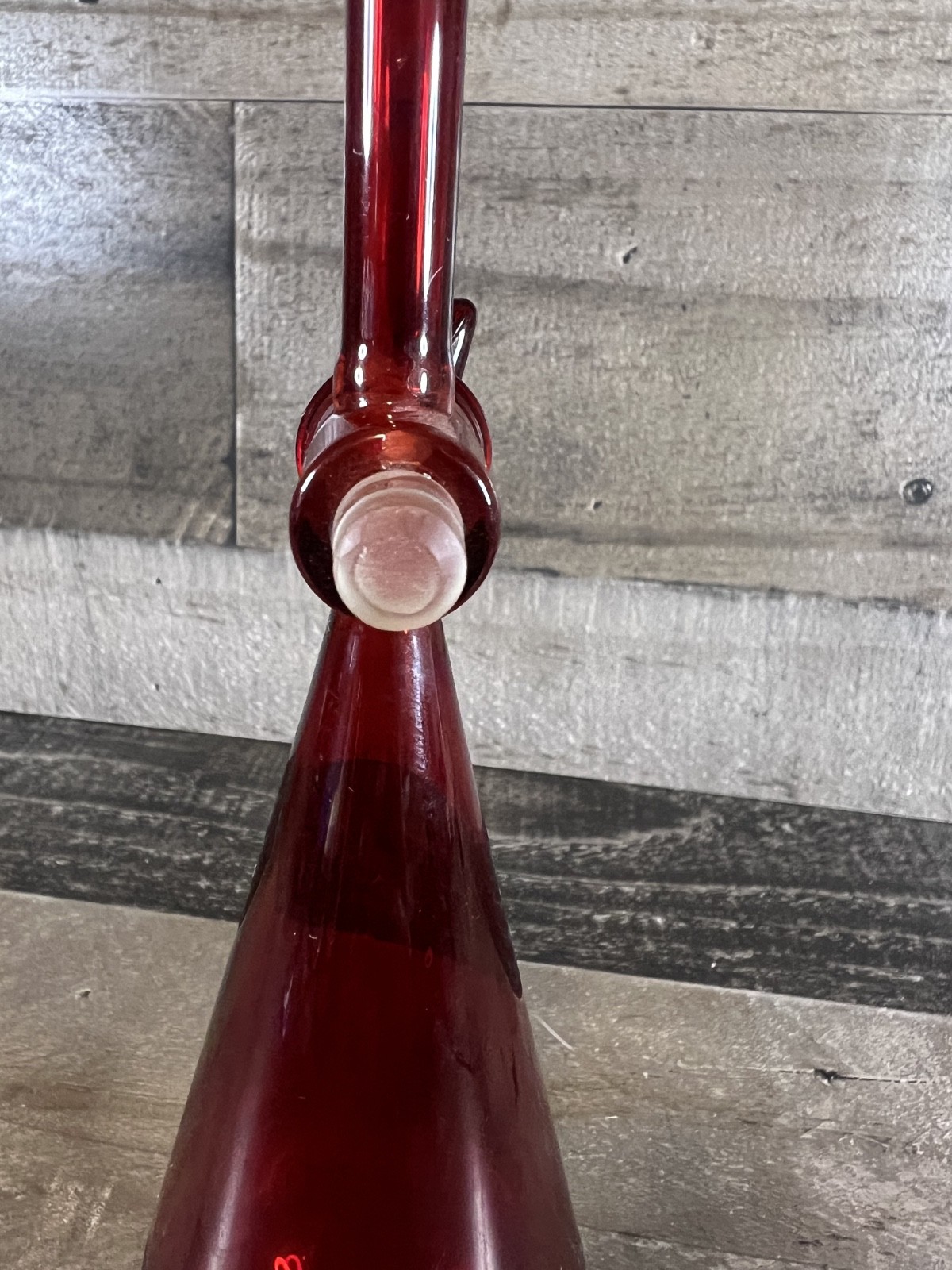 Vintage PYREX Ruby Red Squibb Seperatory Funnel-125ml-Rare Colored Lab Glass