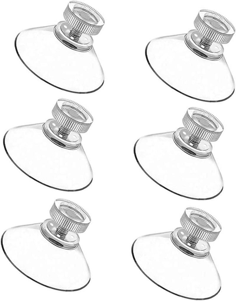 6 PZS Ventosas Cristal PVC 41mm Transparentes Adhesivas Fuerte sin Ganchos