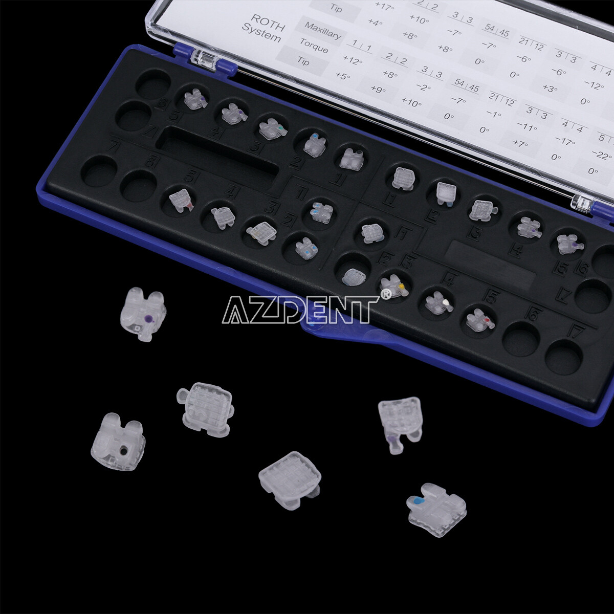 UPS AZDENT Dental Orthodontic Ceramic Brackets Braces Roth 0.022 3-4-5 Hooks