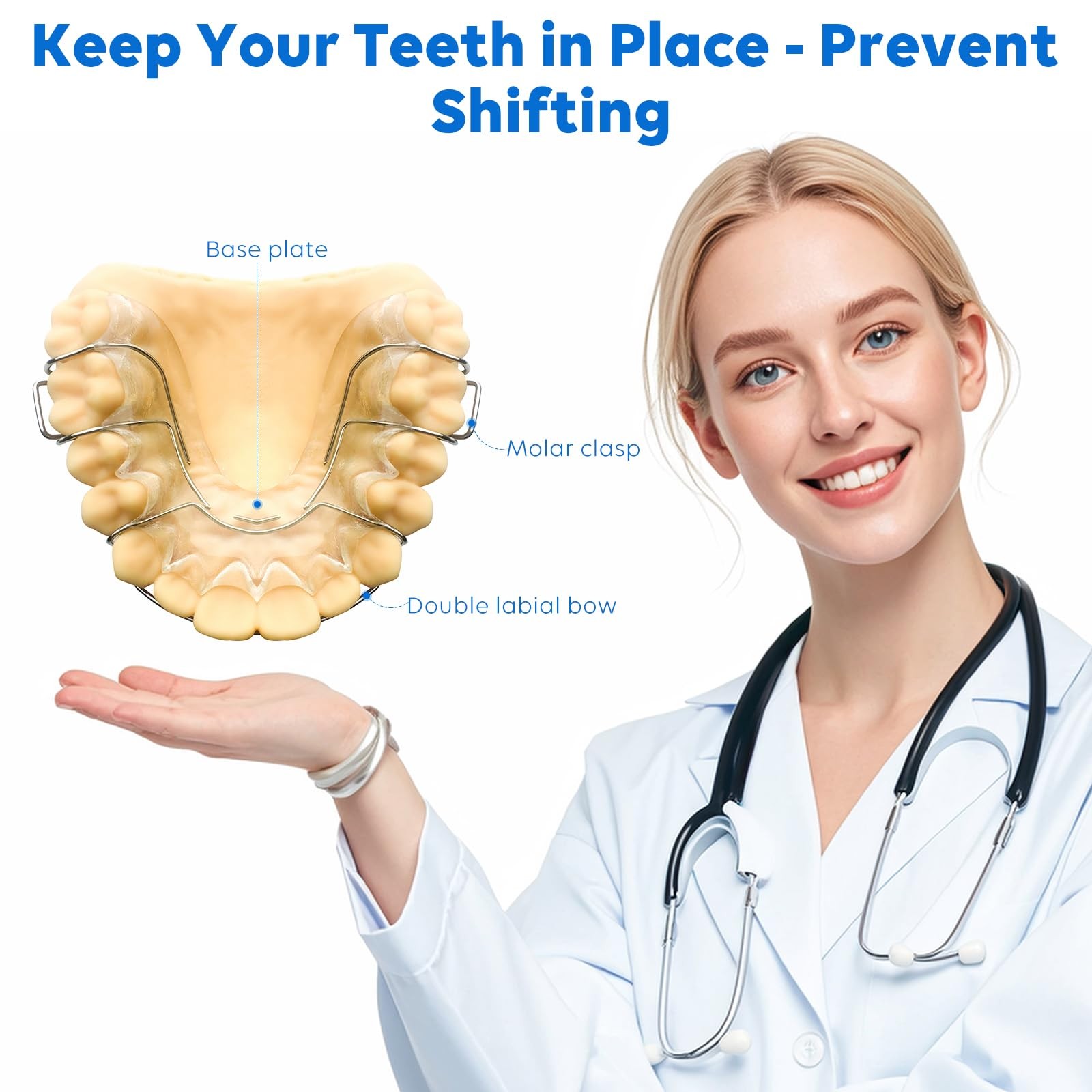2 Custom Hawley Retainers for Teeth Retention – Comfortable & Durable Upper &…