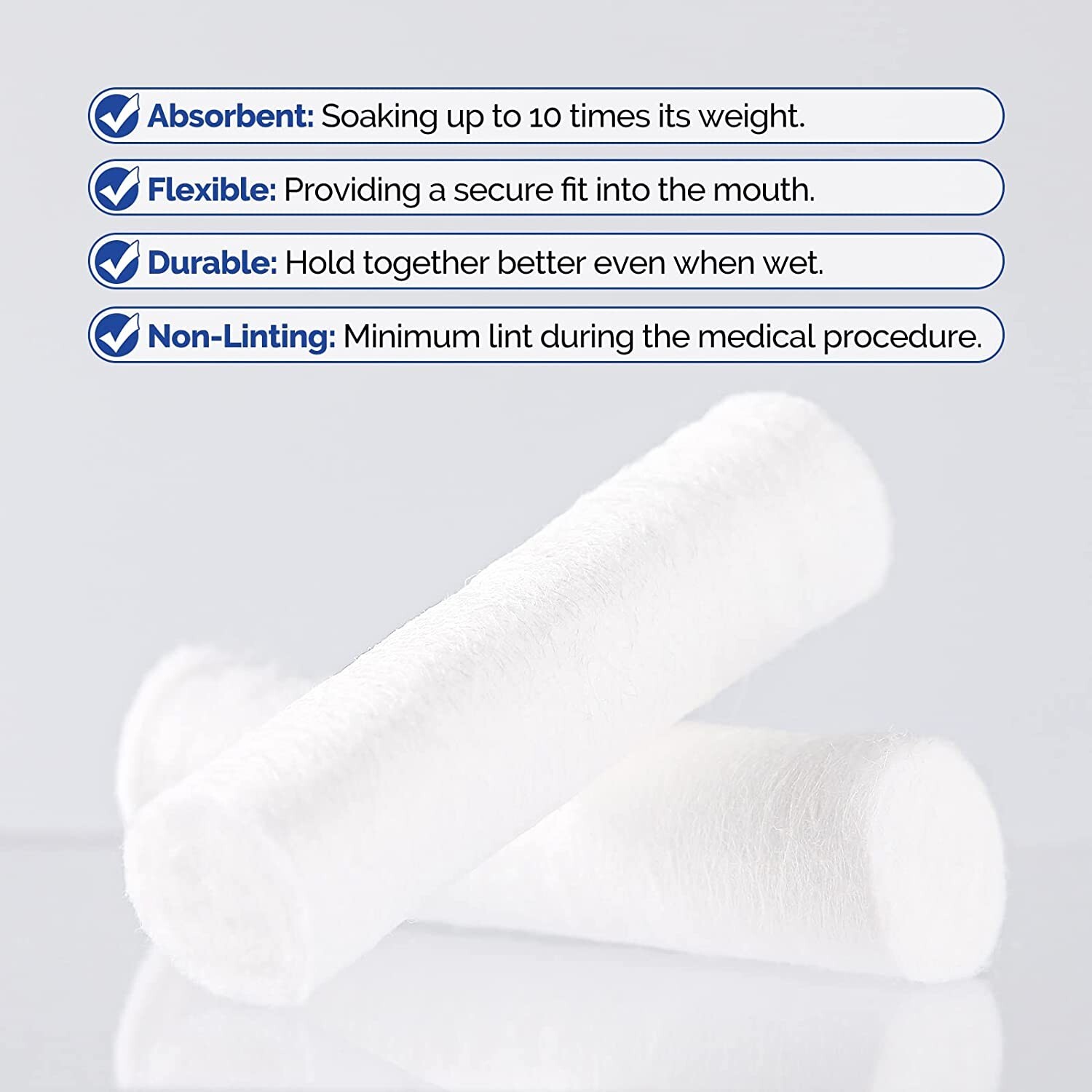 250Pcs JMU Dental Disposable Cotton Rolls Nosebleed Plugs Absorbent 1.5″ x 3/8″