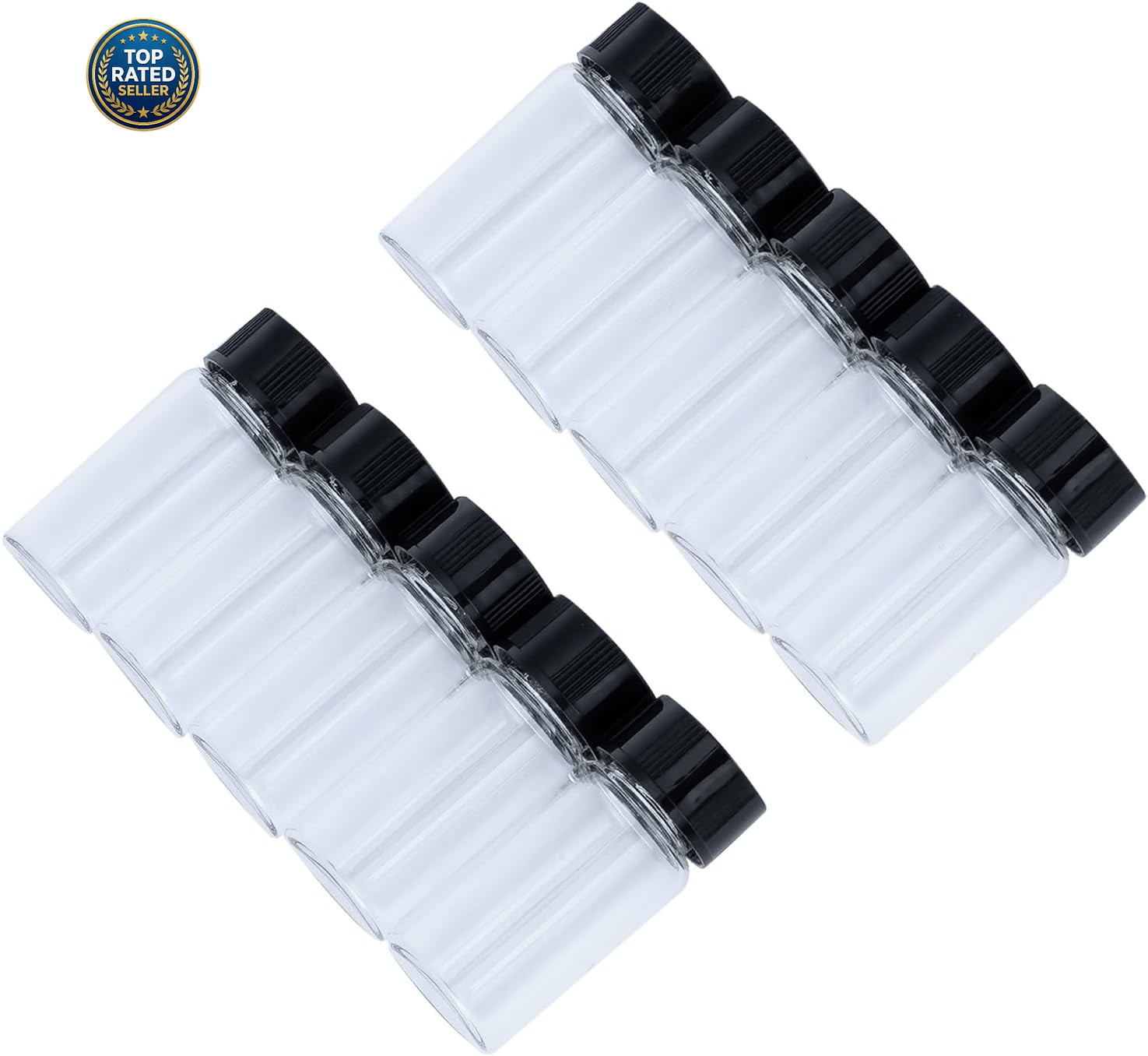 2 or 10 Pc 5ml Mini Clear Glass Vials with Plastic Screw Caps for Essential Oils