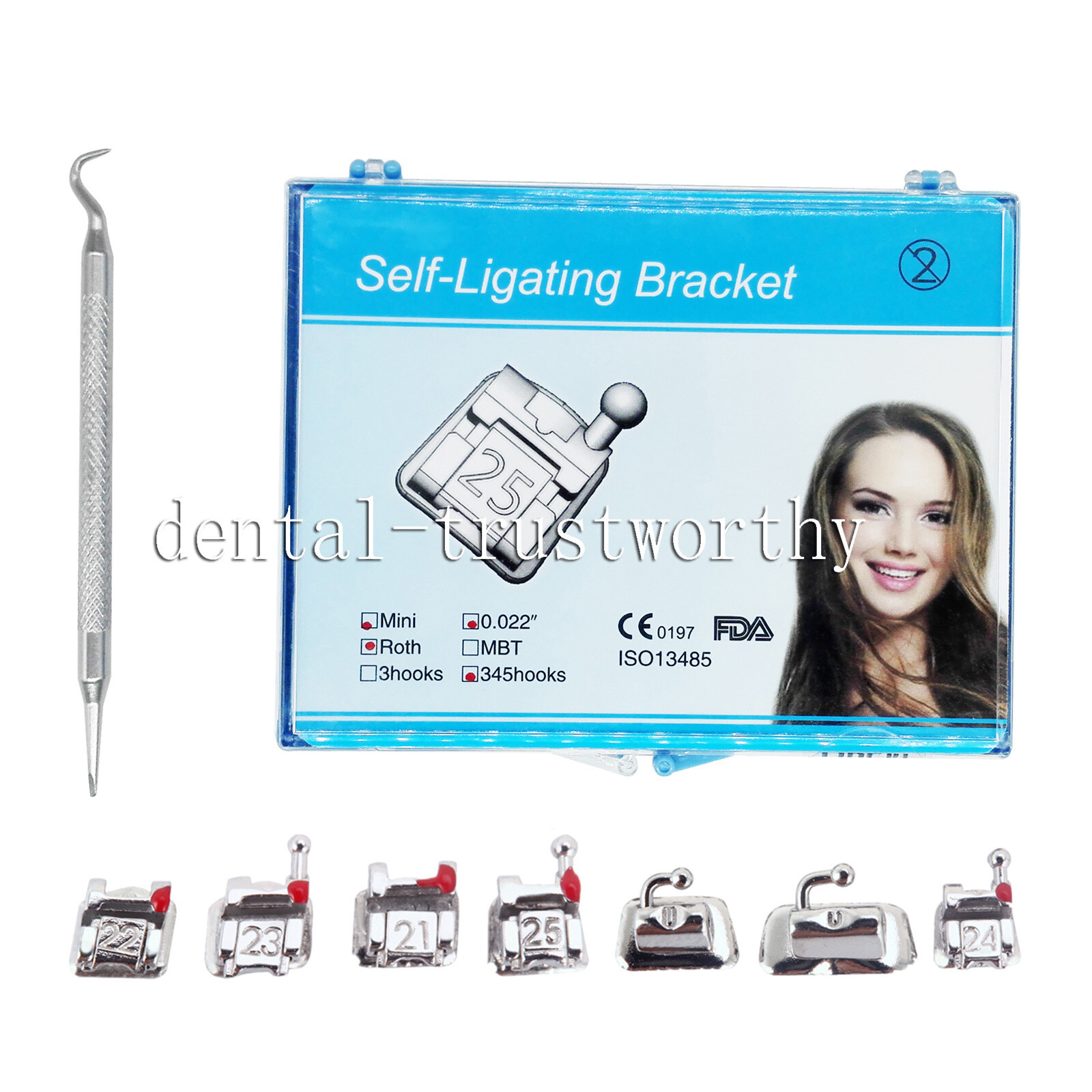 Dental Orthodontic Brackets Metal Self-ligating Ceramic Clear Crystal ALL Types