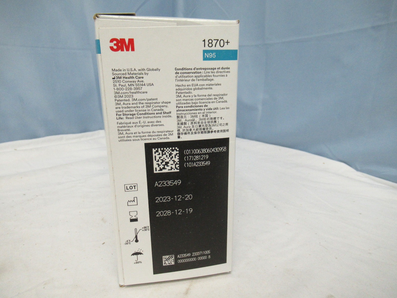 3M 1870+ N95 Aura Respirator and Surgical Mask exp 12/28 20 Count (P1)