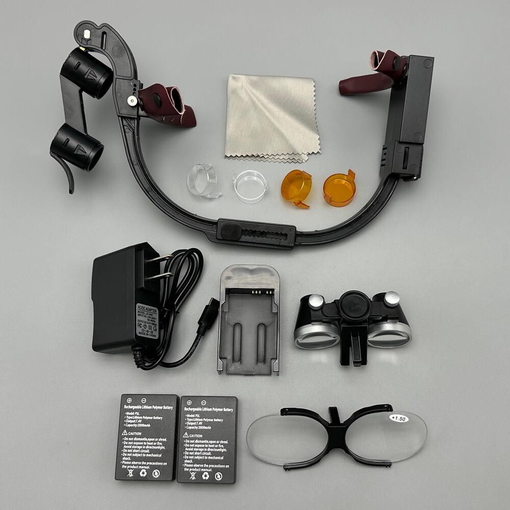 Dental 3.5X Surgical Binocular Loupes Headband Magnifier LED Headlight US/EU