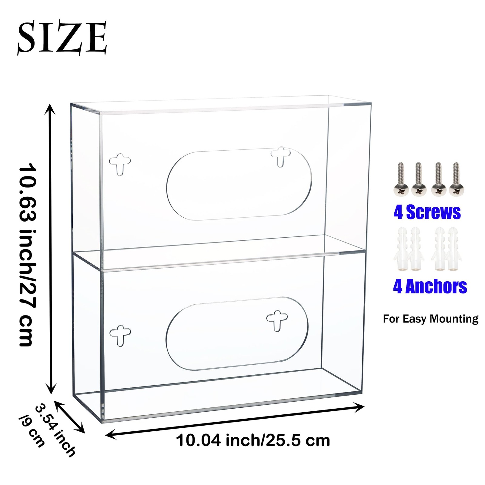 Double Glove Box Holder Wall Mount Side-Load Acrylic Dispenser Clear Medical