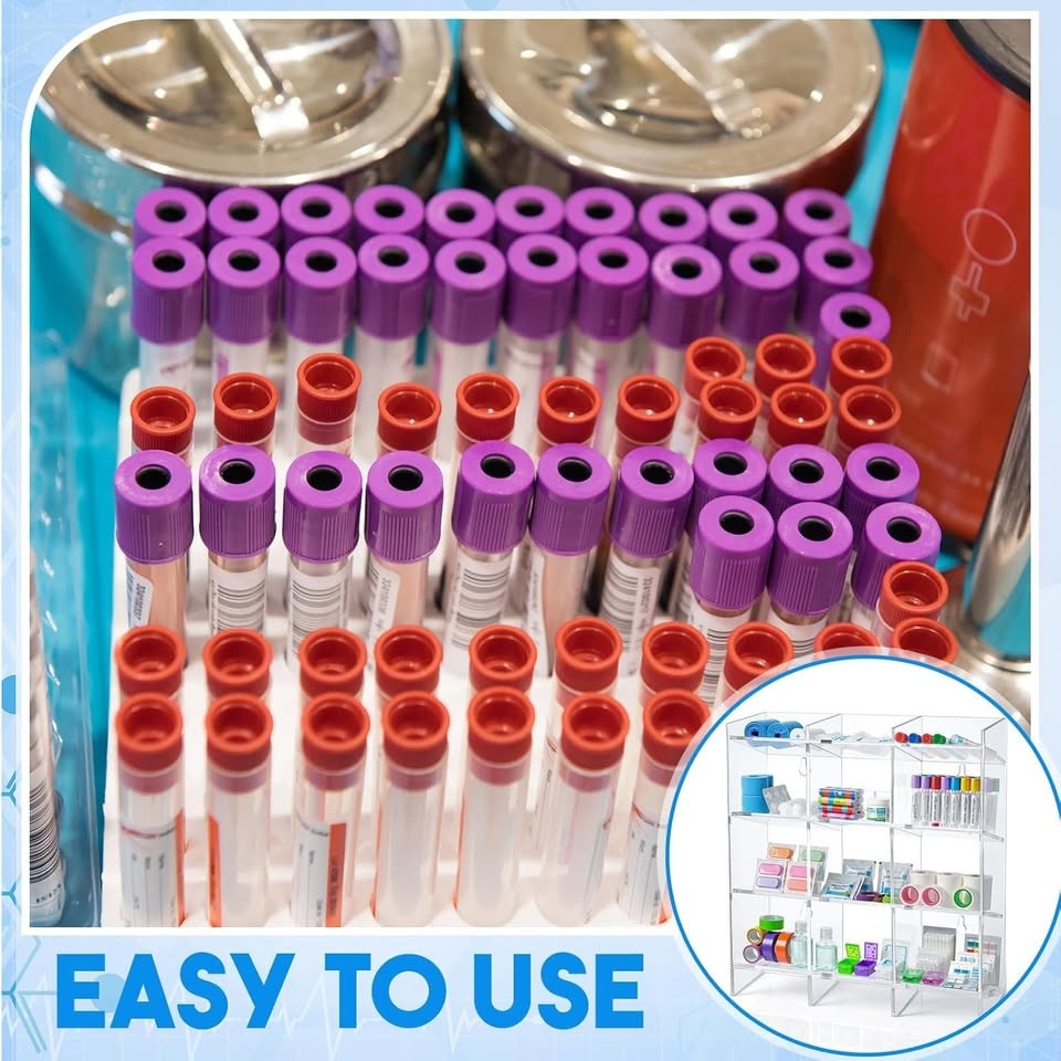 Cinnvoice Large Phlebotomy Organizer 3-Tier Wall or Counter Tube Rack Holder