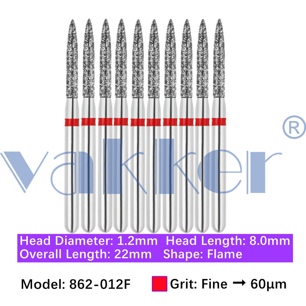 10pc Dental Super Fine/Fine/Medium Grit Diamond Burs for Handpiece Friction Grip