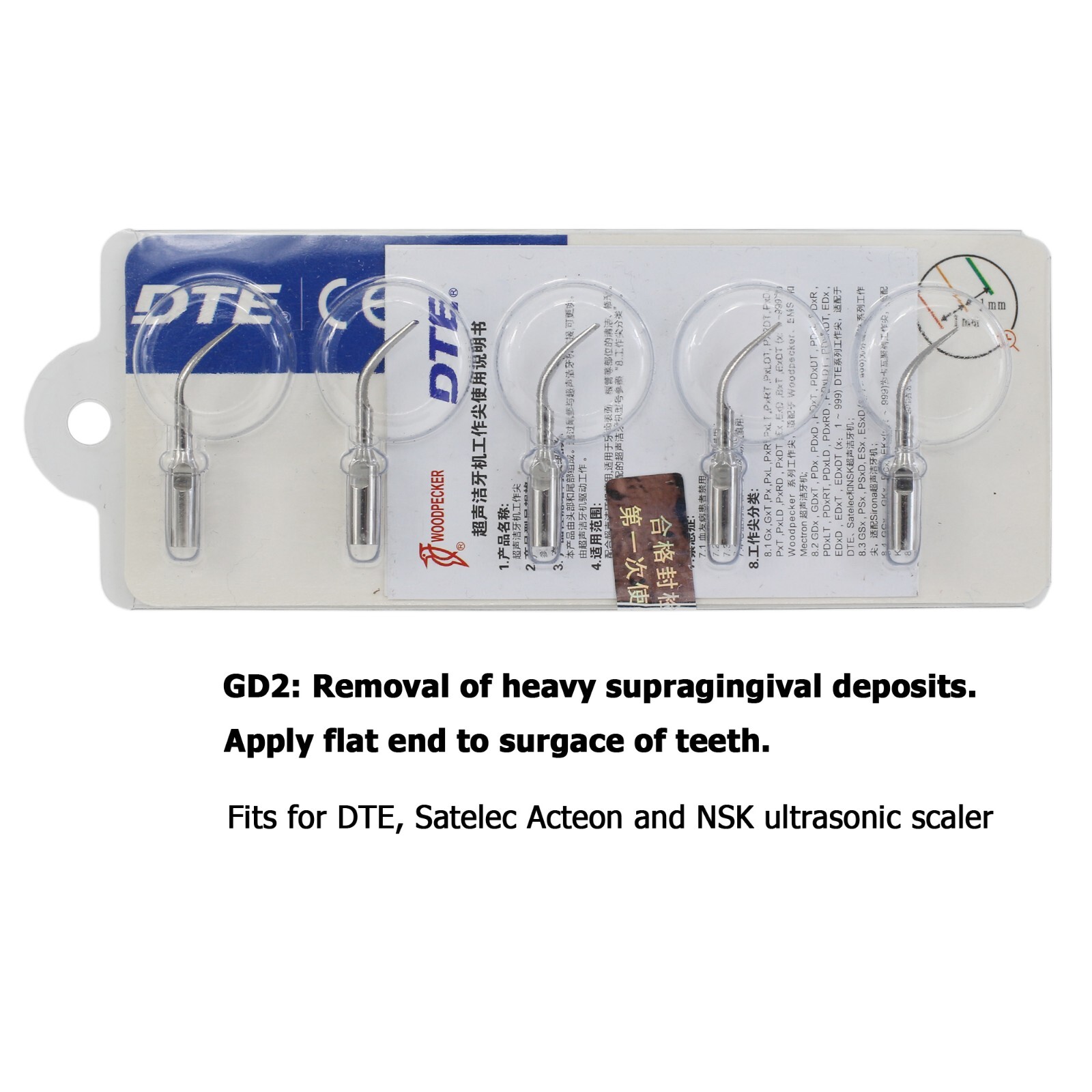 Woodpecker DTE Dental Ultrasonic Scaler Piezo Tips HD-7L Handpiece DTE-V3 LED