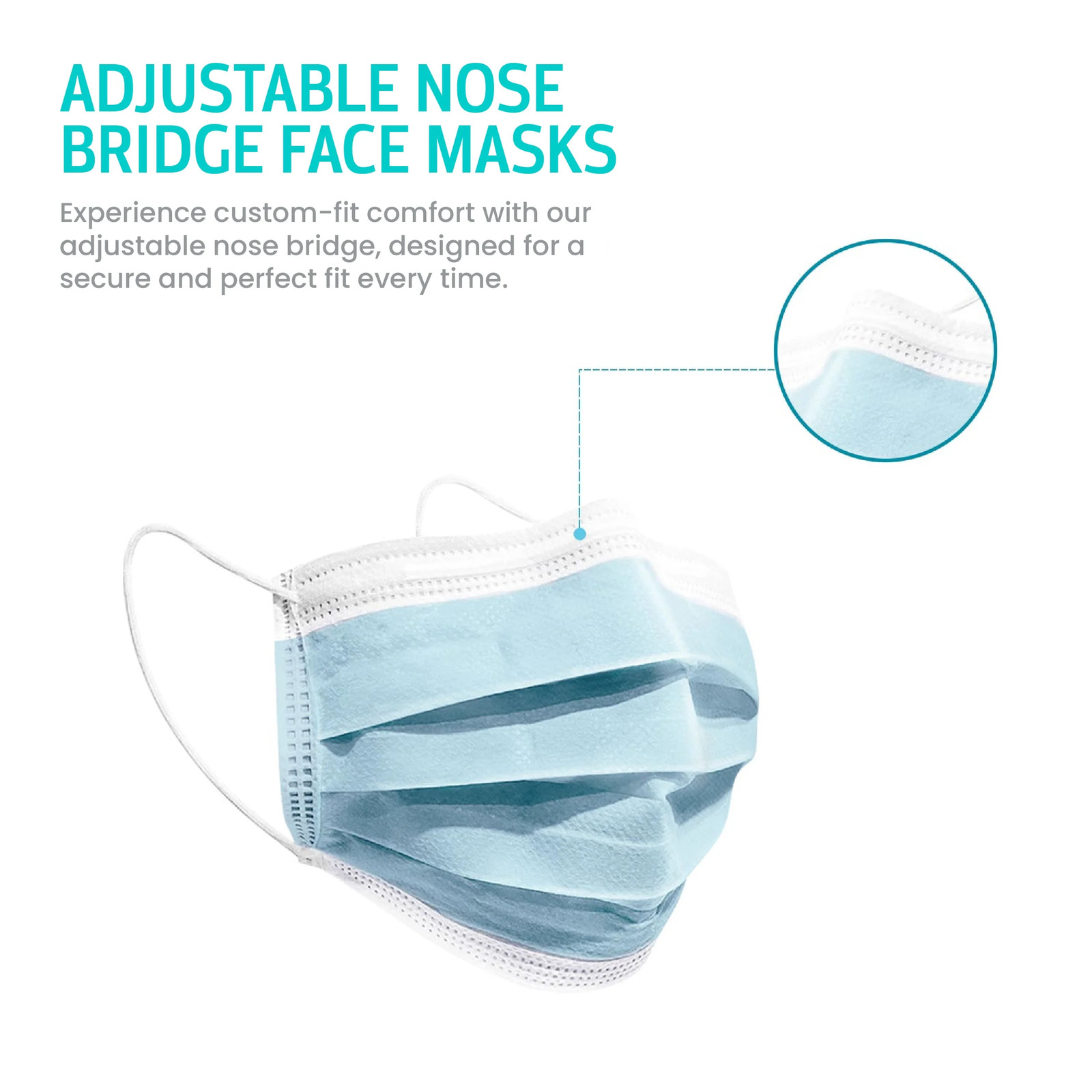 Disposable Kids Face Mask Child Size Pleated 3 Ply – 100 Pieces Children – BLUE