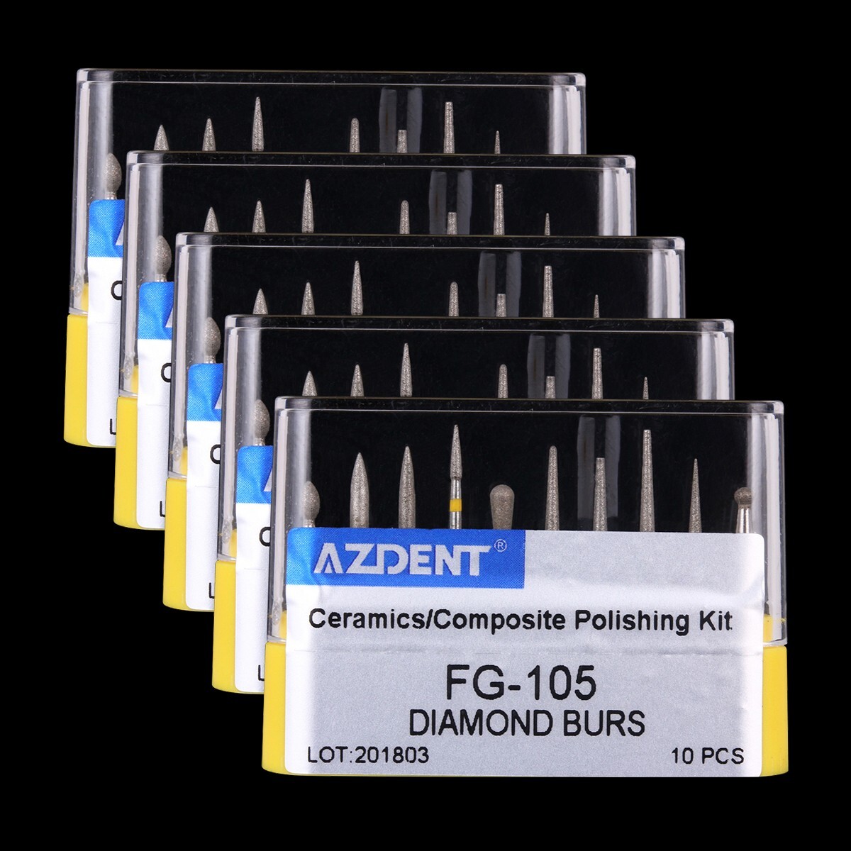 10pc Dental Diamond Burs FG-105 Composite Polishing Kit for High Speed Handpiece