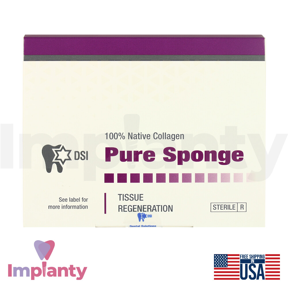 DSI Sterile Pure Sponge Collagen Plug Dental Teeth Extract Bleed Stop 10pcs Box