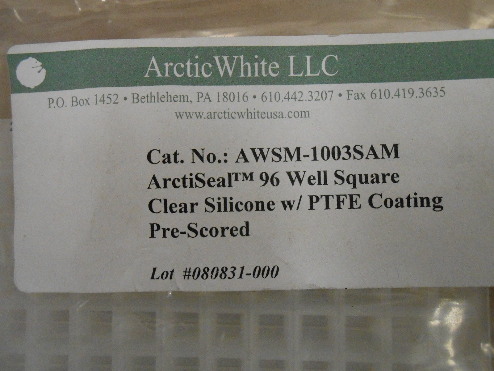 ARCTIC WHITE #AWSM-1003SAM ARCTISEAL 96-WELL SQUARE MAT W/PTFE COATING 3/PK