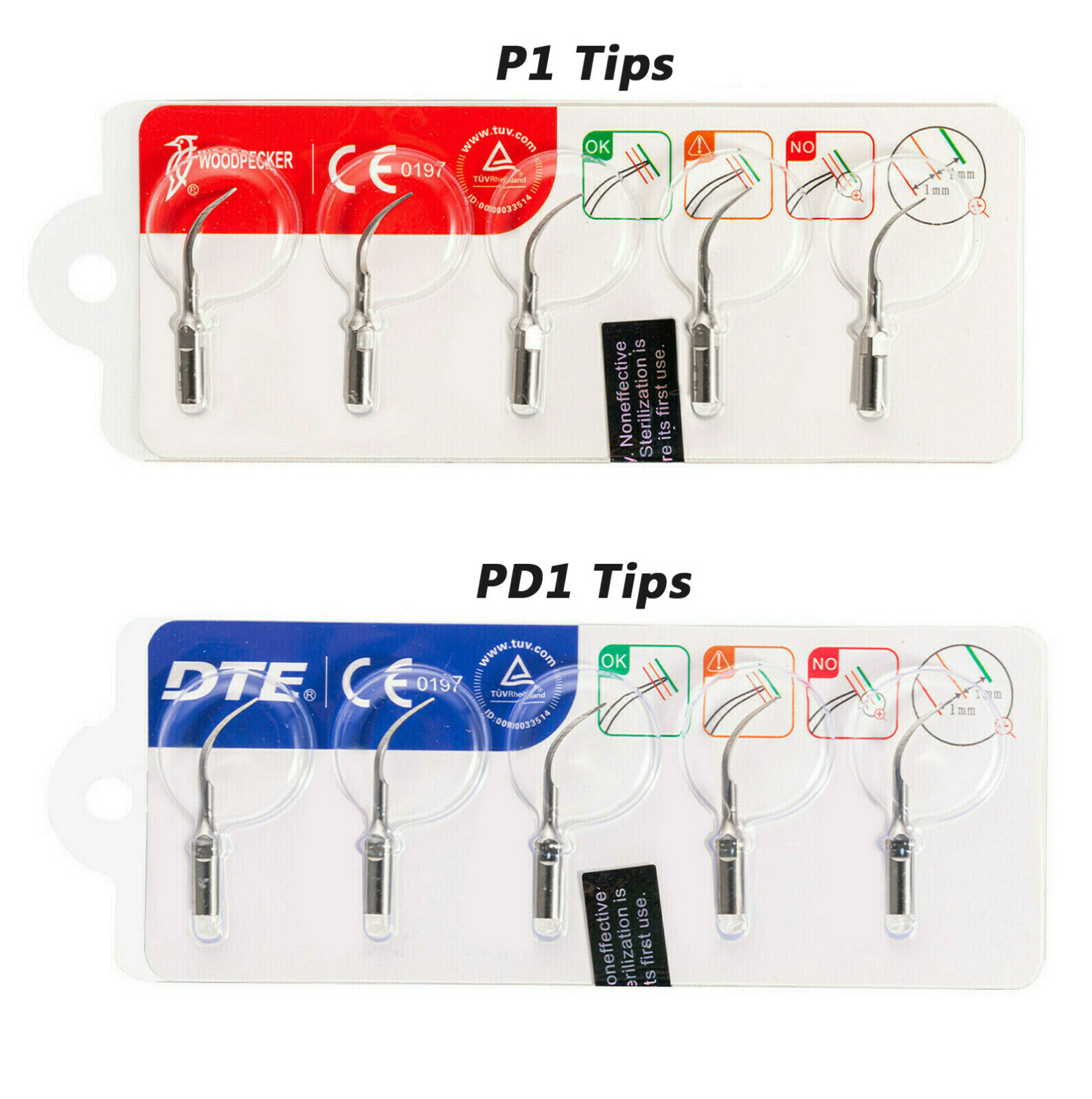 5PCS Woodpecker DTE Dental Ultrasonic Scaler Tips for SATELEC EMS Handpiece