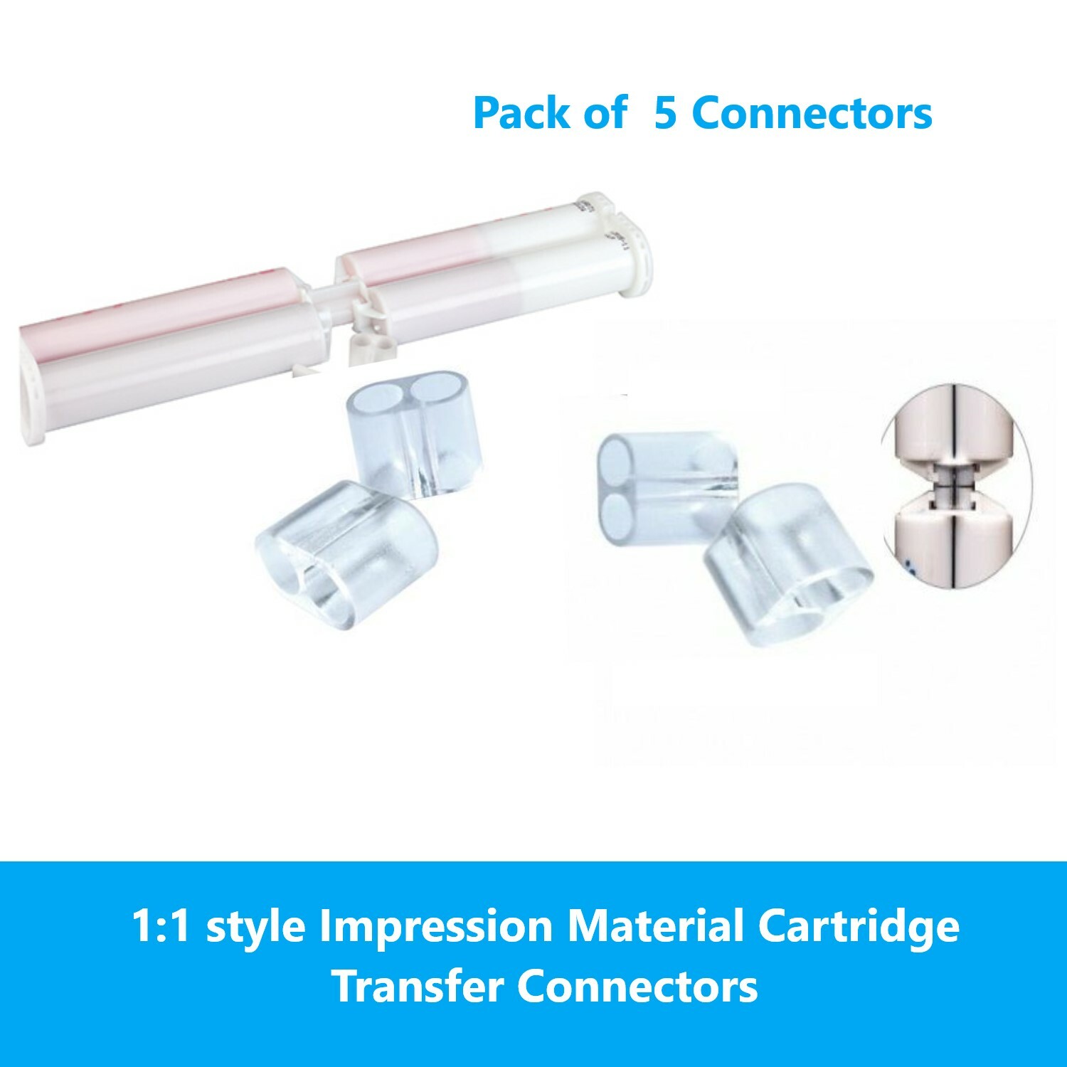 VPS Impression Refill Ease Cartridge Transfer Connectors 1:1 (Pack Of 5) Clear