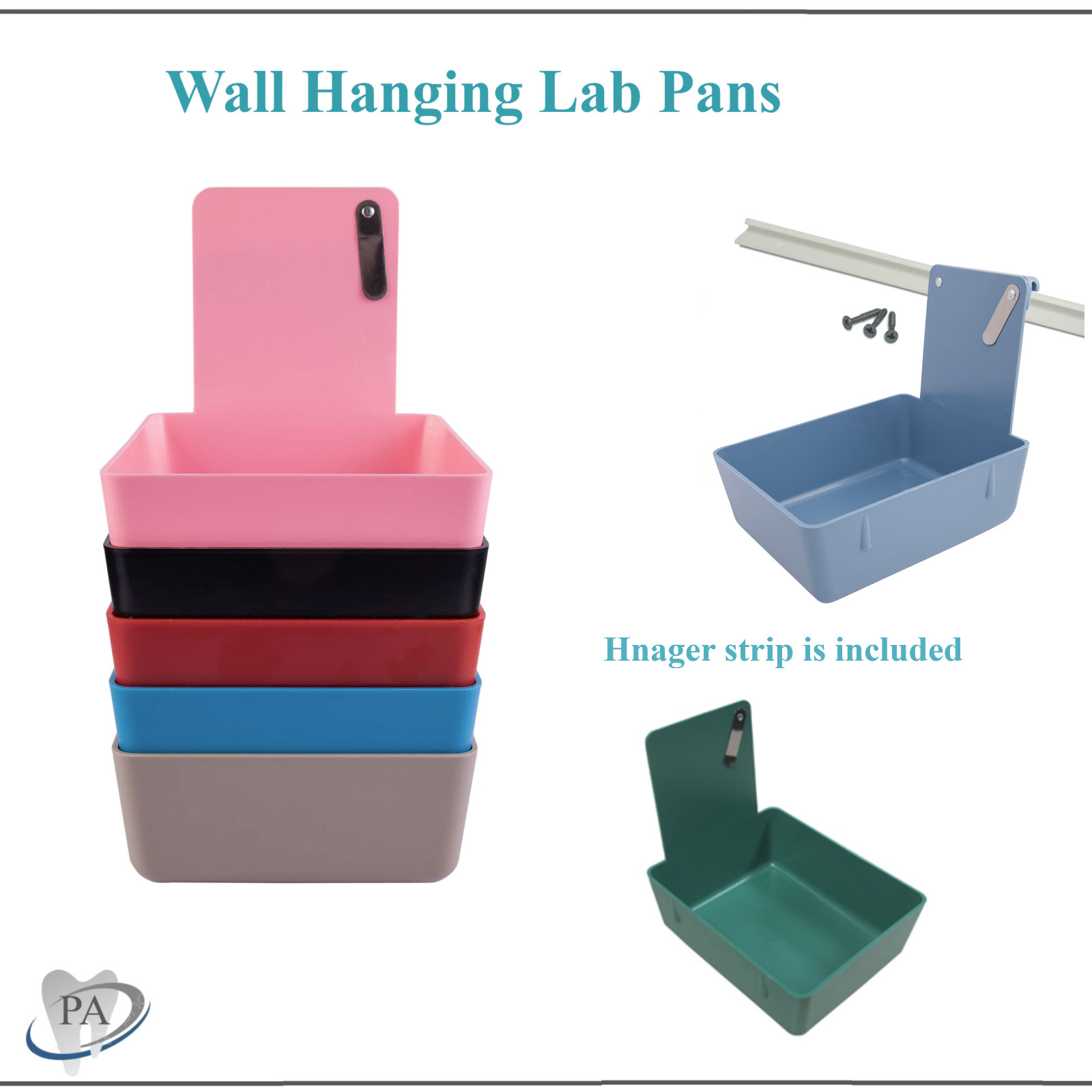 Dental Work Lab Pans HANGING LAB PAN Medium Size 7 1/16″ x 5⅝” x 2⅜”D, 10/Pack