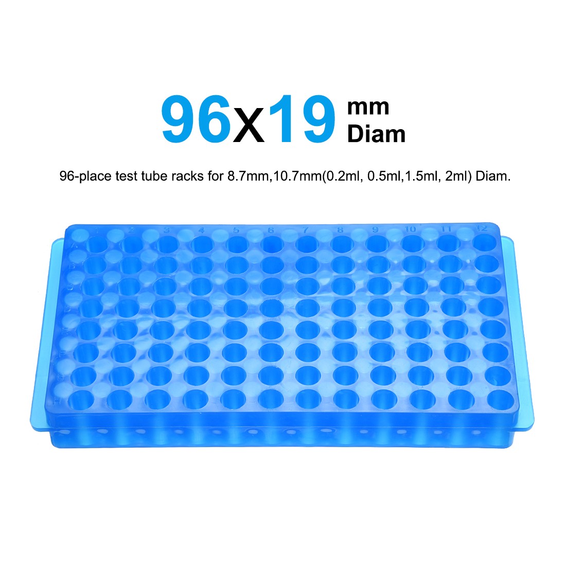 2 Pcs 2 Kind of Tube Rack Polypropylene 96-Well Blue for 0.5ml, 1.5ml, 2ml