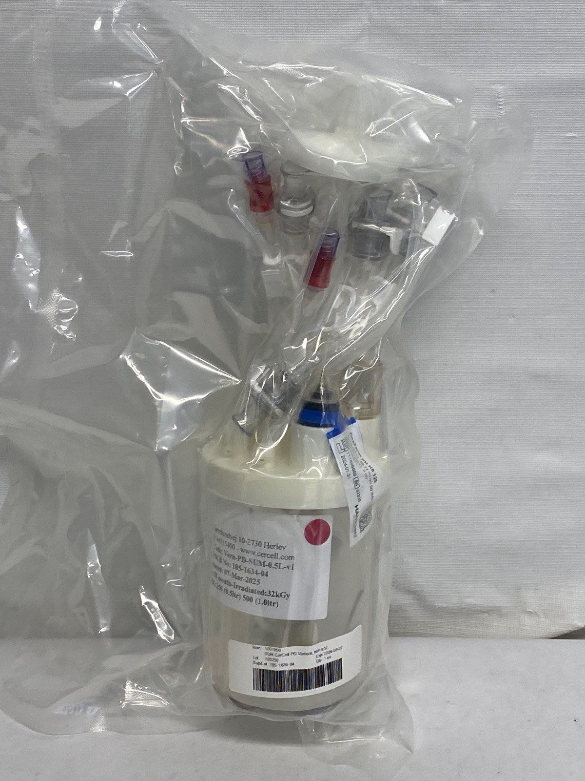 CERCELL Custom Single-Use 500mL CellVessel Bioreactor w/ pH Sensor 185-1634-04