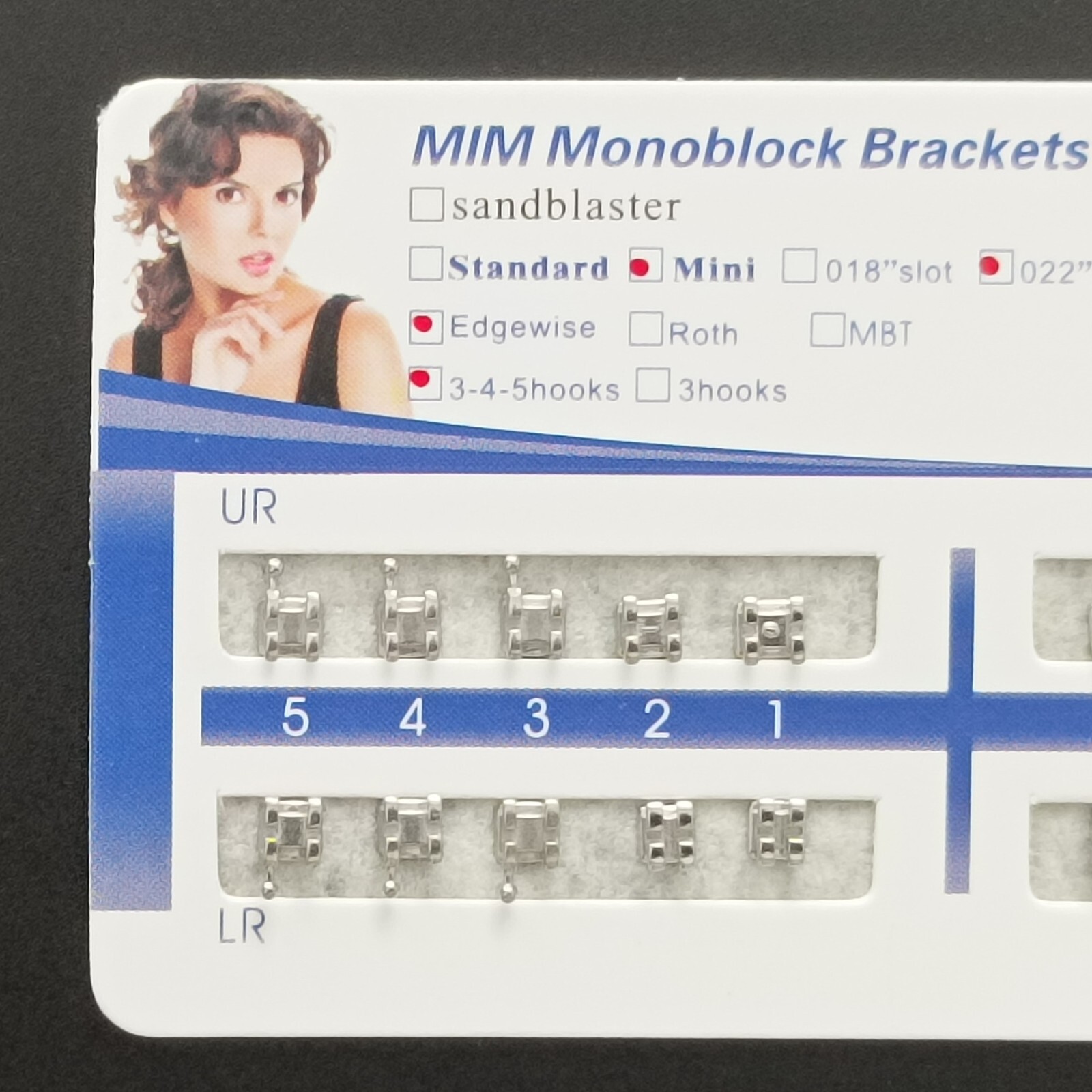 50* Dental Orthodontics MIM Monoblock Brackets Mini Edgewise 022 345 h Mesh Base