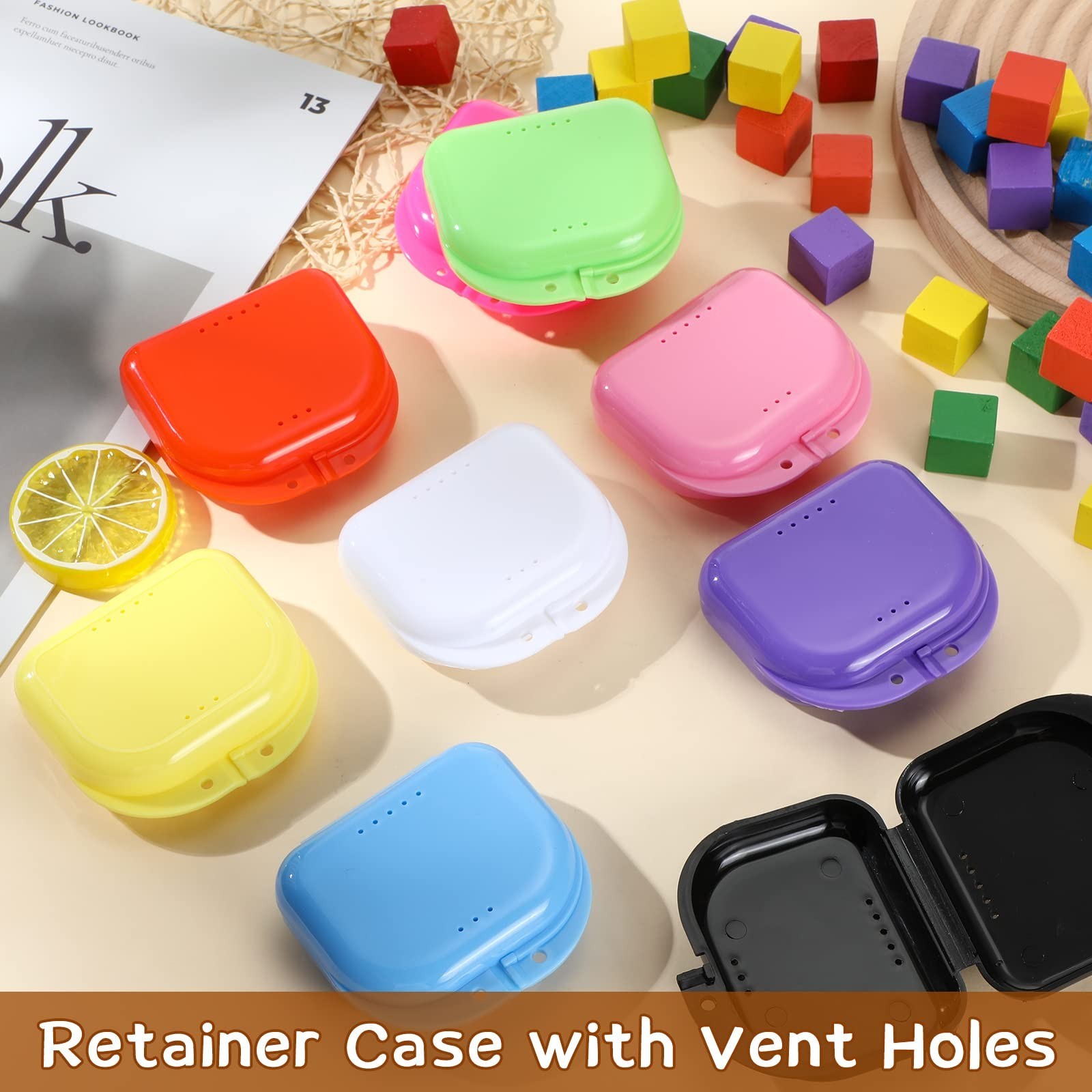 180 Pcs Dental Retainer Case with Vent Holes – Multicolor Storage Box for Travel