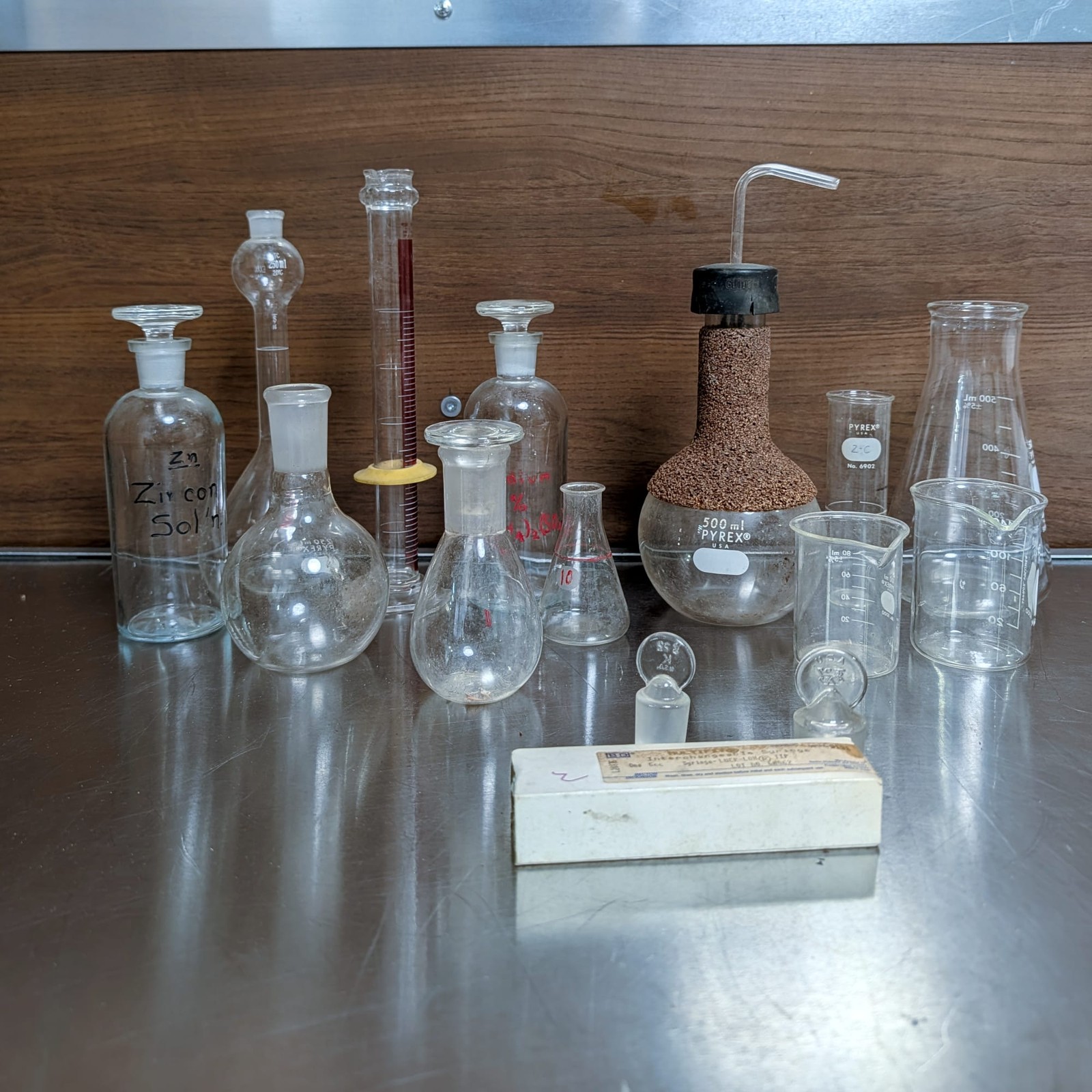 PYREX Kimax & Other Chemistry Laboratory Glass Jars Flasks Vintage Mixed Lot of