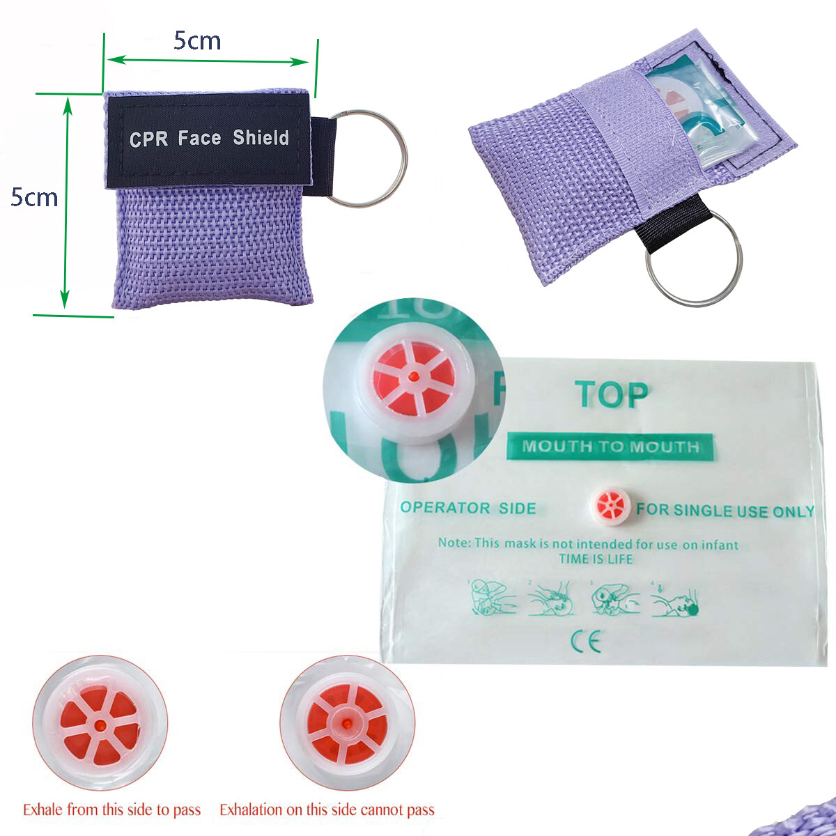 1000pcs CPR Barrier WITH KEYCHAIN CPR FACE SHIELD POCKET AED Multicolor