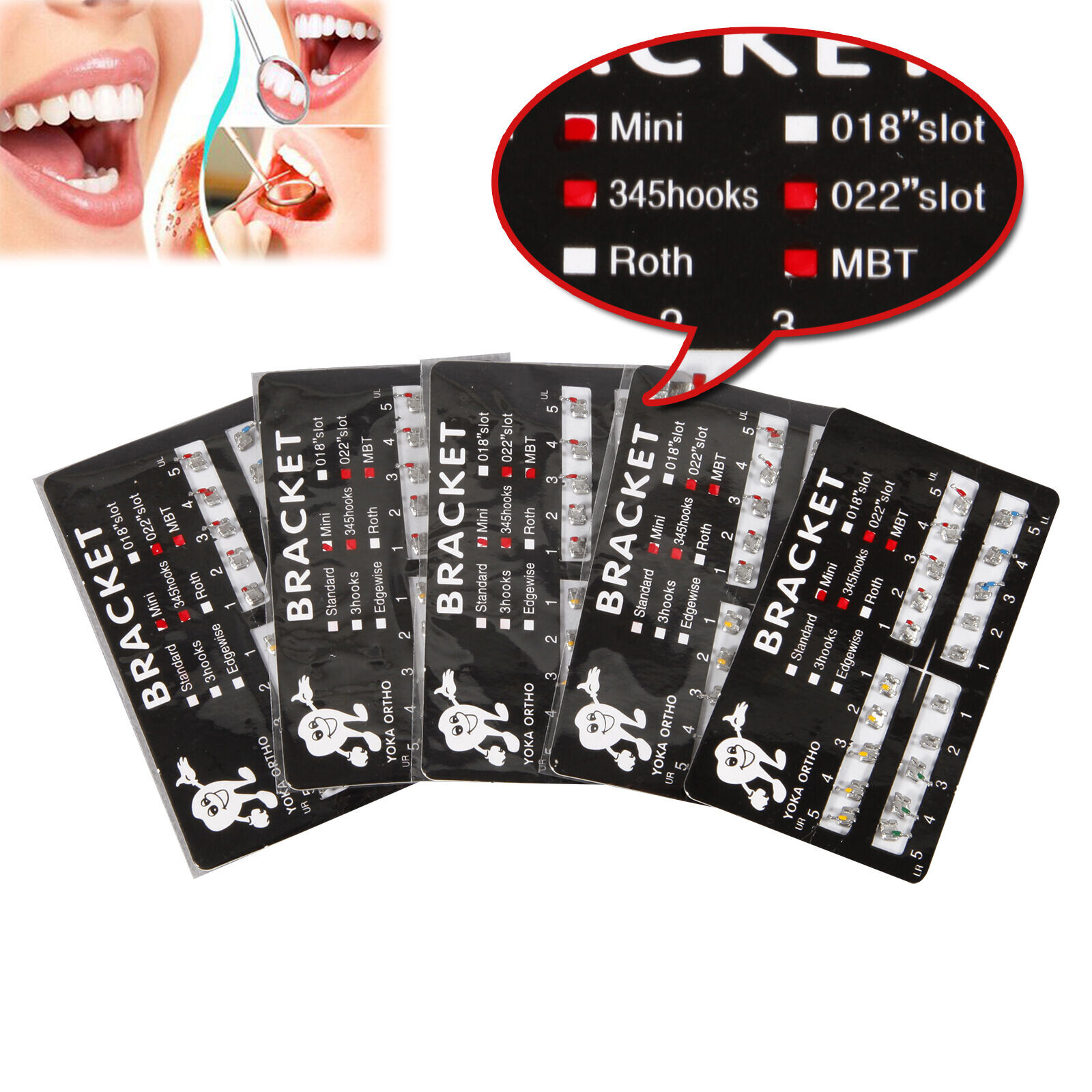 YOKA Dental Ortho Metal Brackets Braces Mini Standard Roth MBT 022 018 345 Hooks