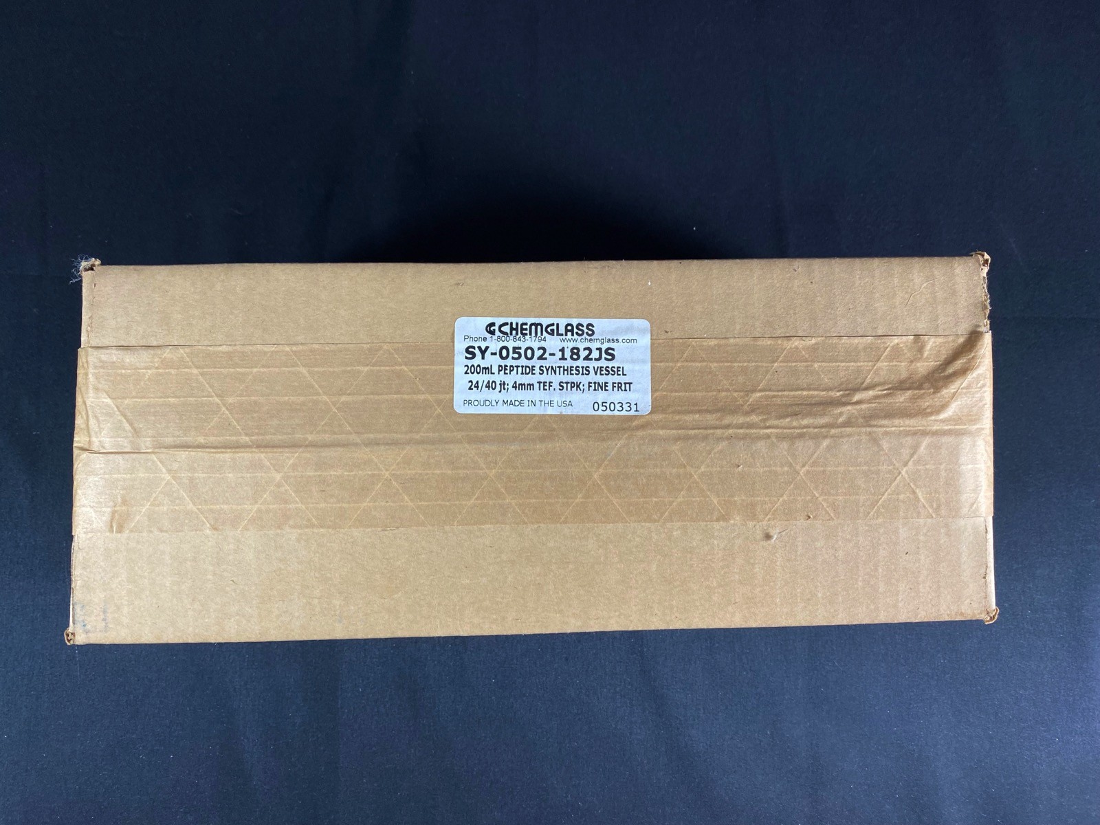 CHEMGLASS 200mL 24/40 4mm TEF STPK F Frit Solid Phase Peptide Synthesis Vessel
