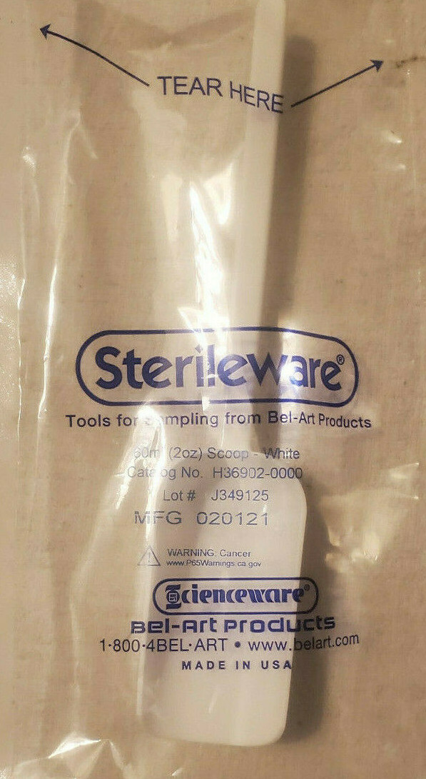 20 STERILEWARE STERILE INDIVIDUALLY WRAPPED WHITE 2oz (60ml) SAMPLING SCOOP