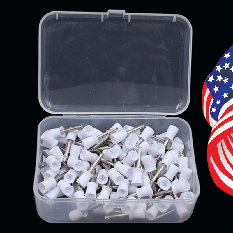 100 pieces Dental Rubber Prophy Tooth Polishing Cups brushes white polish US