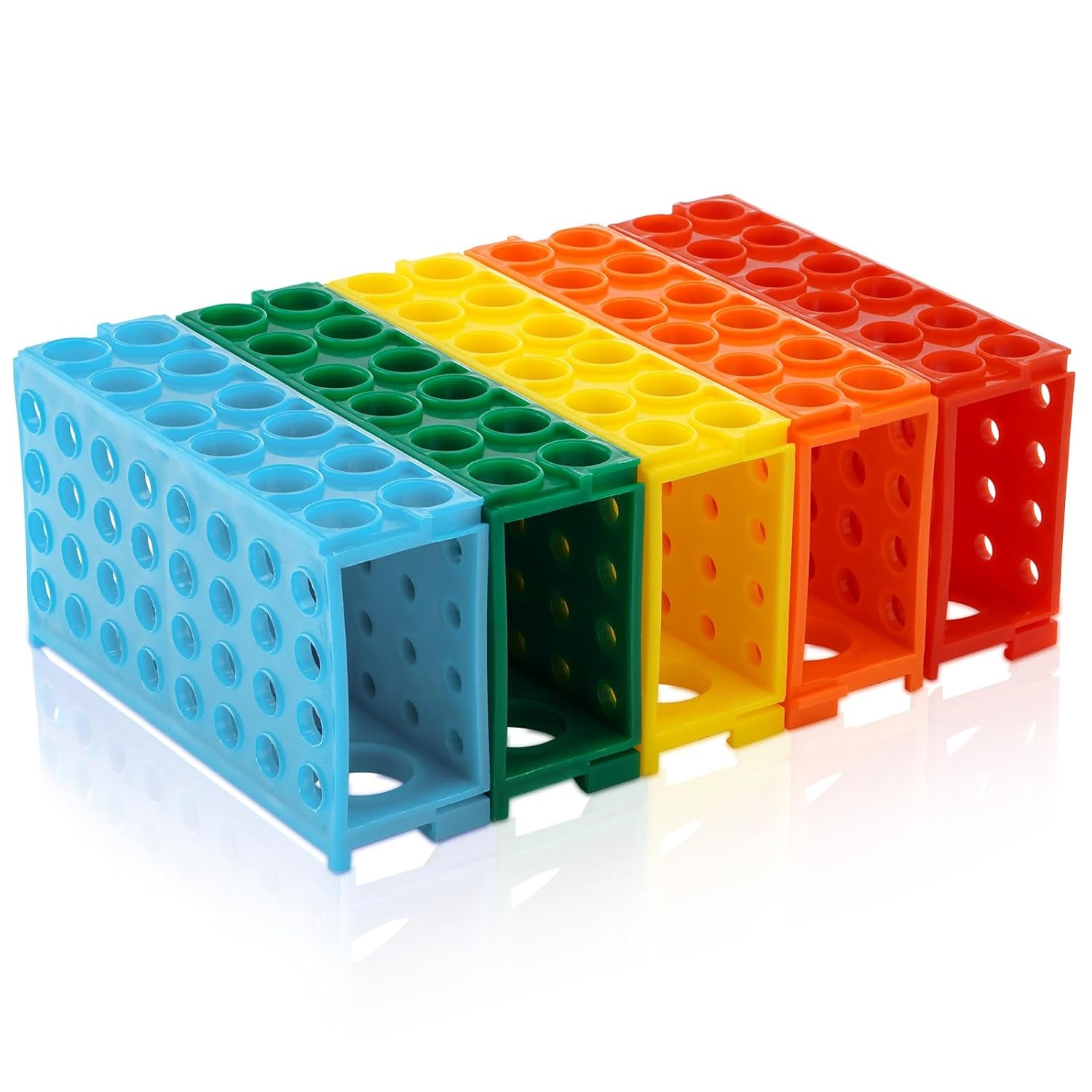 5 Pcs 4 Way Plastic Tube Rack Colorful Lab Tube Racks 0.5ml/1.5ml/2ml/15ml/50ml