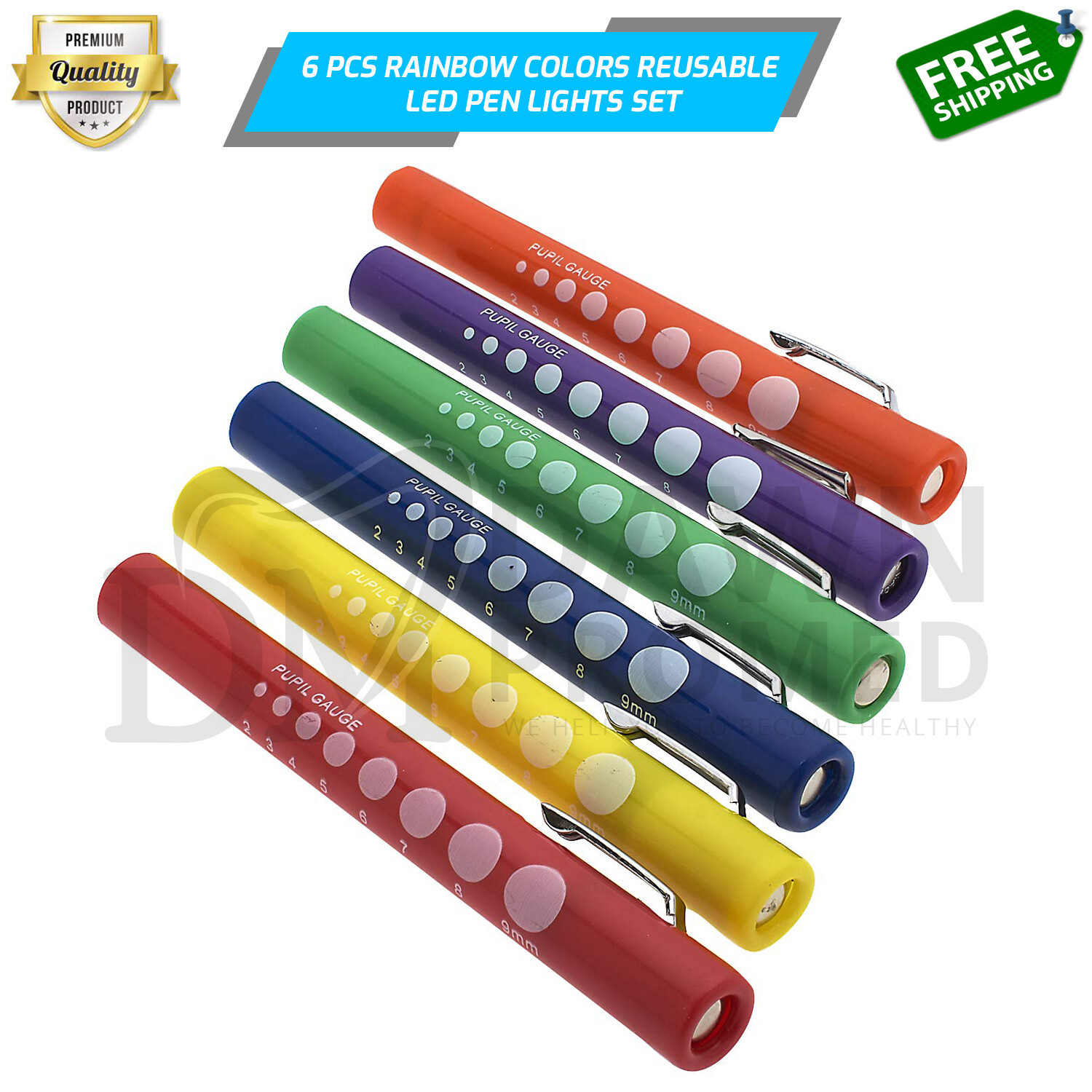 Pen Light 6-Pack Set – Colorful Pupil Gauge Penlights for Nurse Doctor paramedic