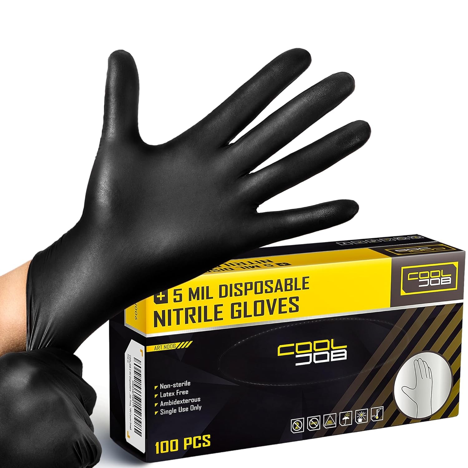 Black Nitrile Disposable Gloves 5 Mil Heavy Duty for Household Work Indoor Use