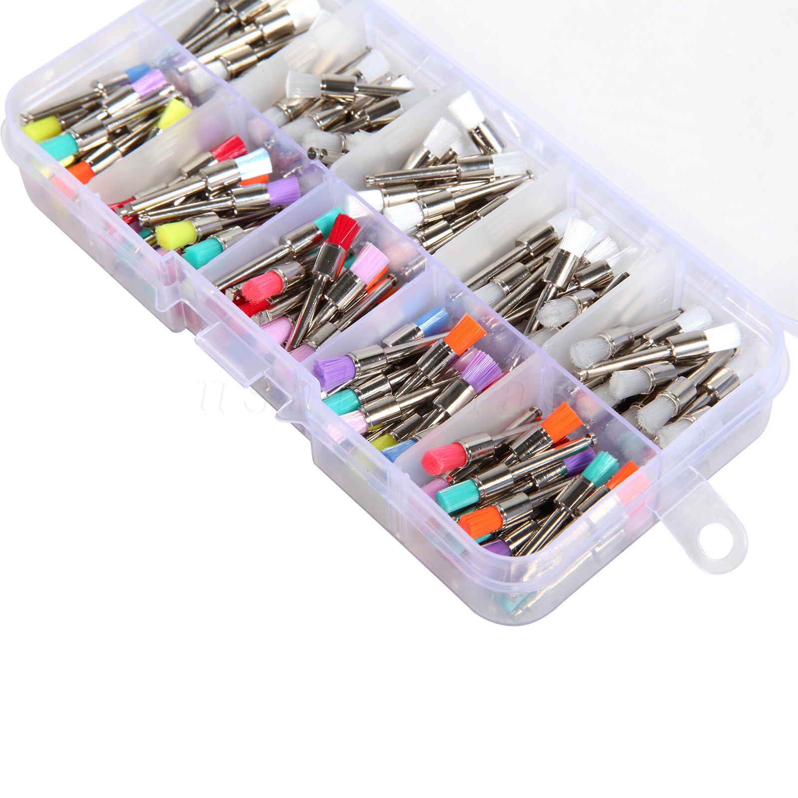 200 Pcs Dental White&Colorful Nylon Latch Flat Polishing Polisher Prophy Brushes