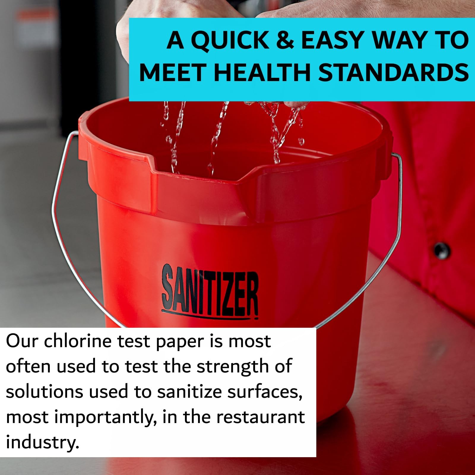 Chlorine Test Strips for Restaurants & Food Services, 4 x Vial of 100 Sanitizer