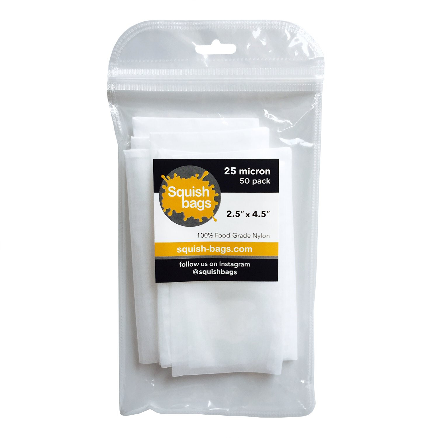 Squish Bags – Rosin Bags – 25 micron (2.5″ x 4.5″) – 50 pack