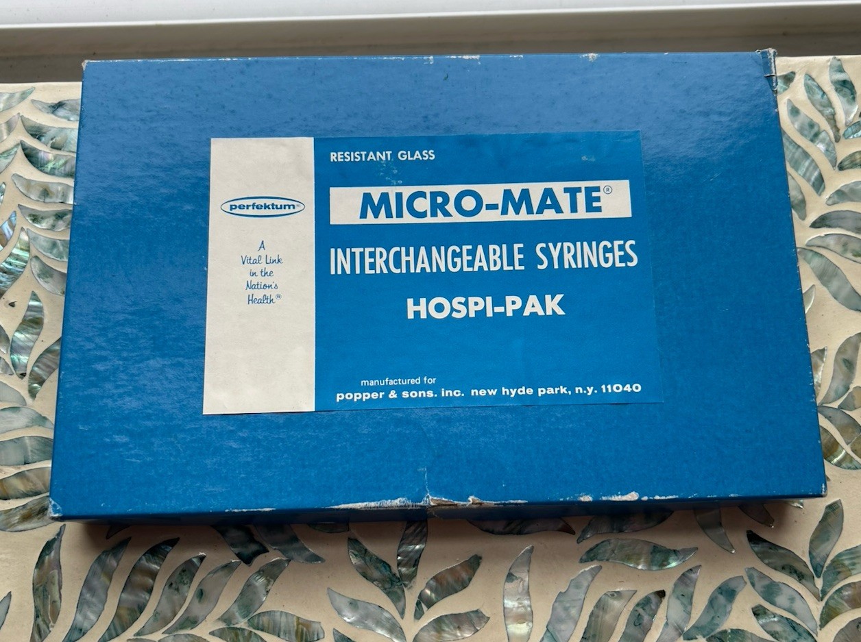Popper Micro-Mate 10cc Glass syringe with luer lock tip, Box of 6, NEW