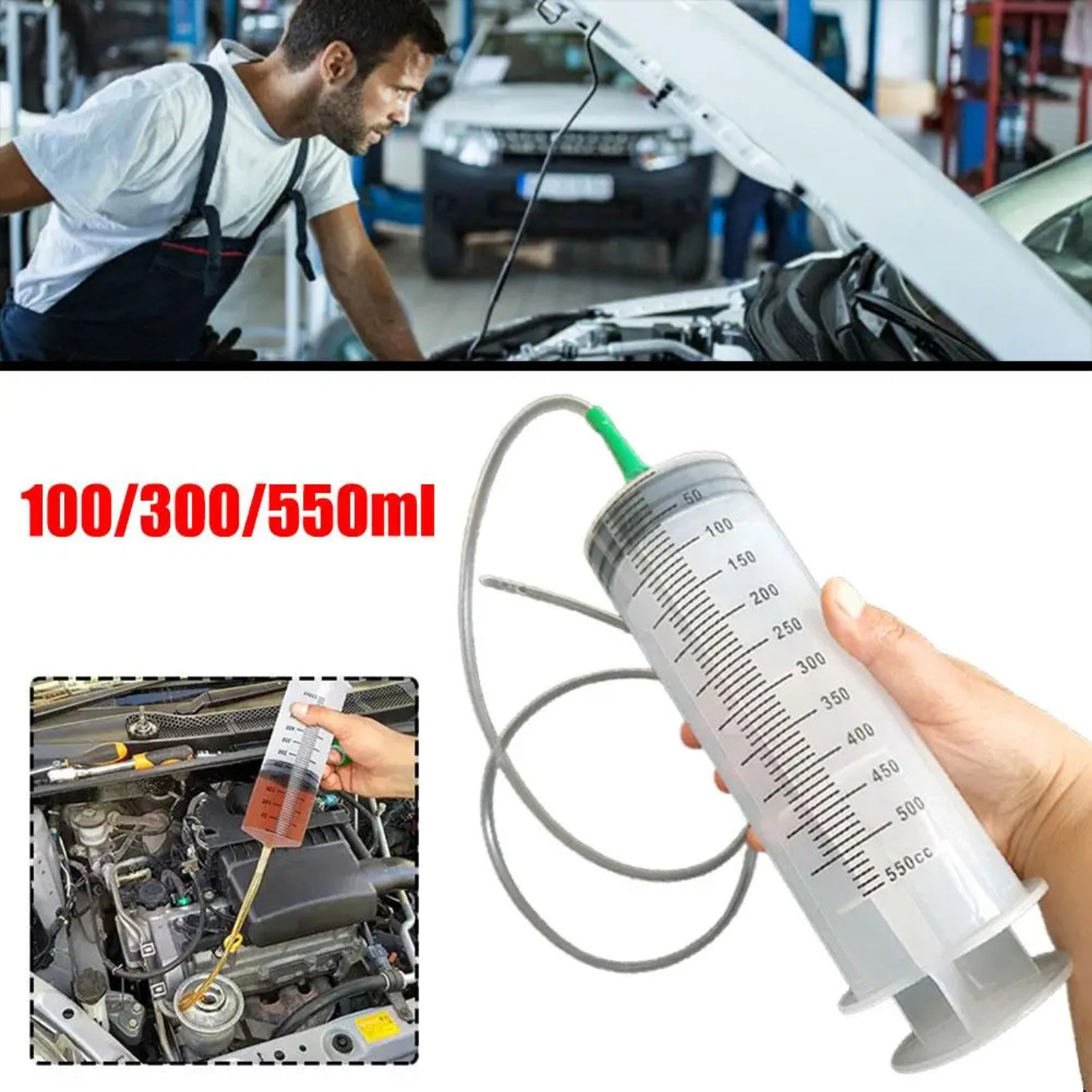 100ml/550ml Large Capacity Syringe Reusable Pump Measuring With 1m Tube