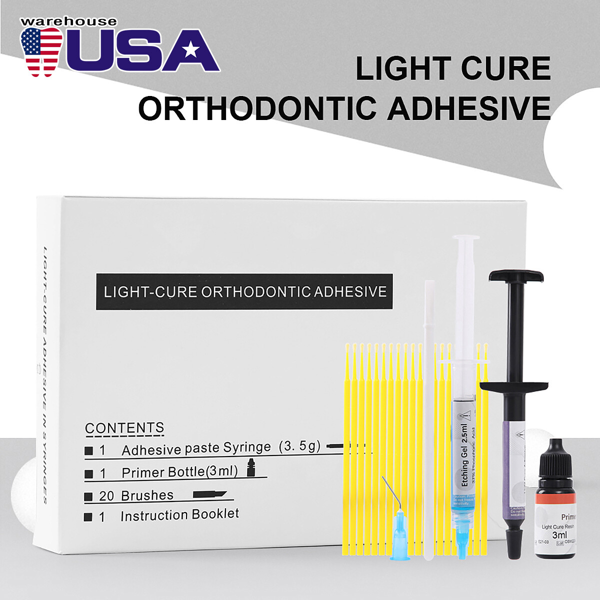 Dental Ortho Glue Bonding System Light Cure Primer Adhesive Kit For Brackets