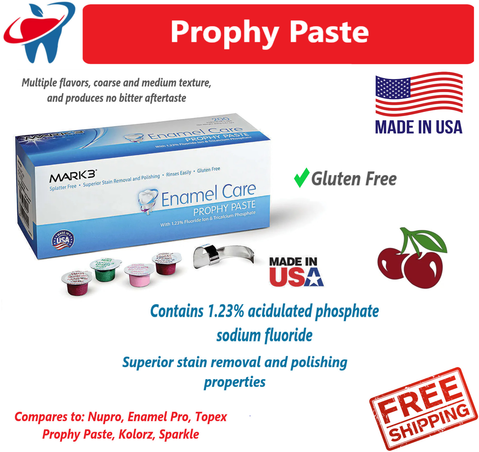 Dental Prophy Paste Prophylaxis Non Splatter Mark3 All types & Flavors 50-600/Bx