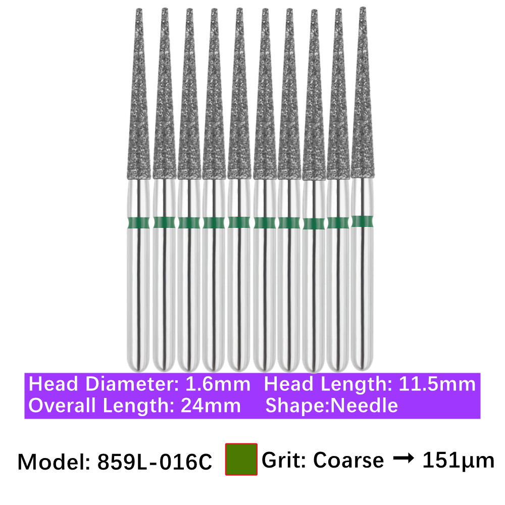 Vakker 10pc Diamond Burs Needle Burs Friction Grip Burs for High Speed Handpiece